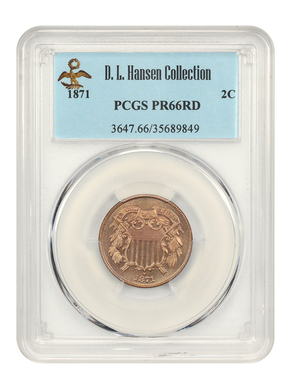image for: 1871 2c PCGS PR66 RD