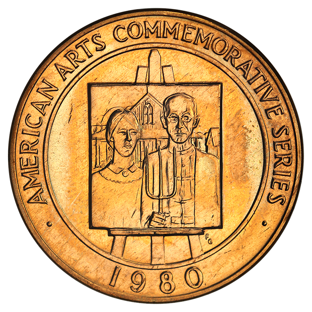 image for: 1980 Grant Wood, 1 Ounce Gold Medal PCGS MS66