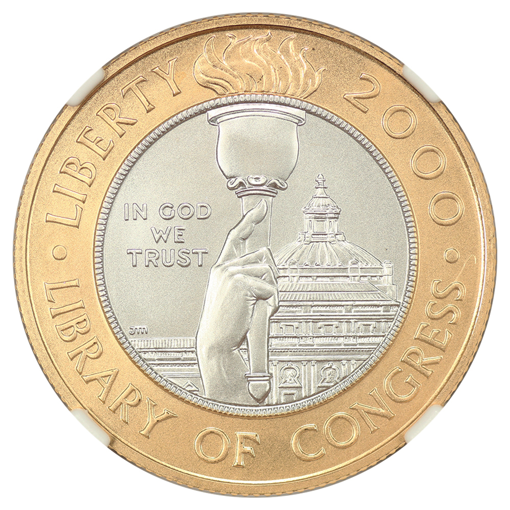 image for: 2000-W Library of Congress, Bimetallic $10  NGC MS70