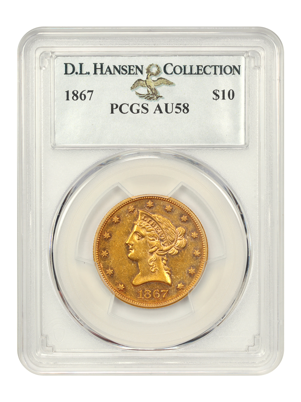 image for: 1867 $10 PCGS AU58
