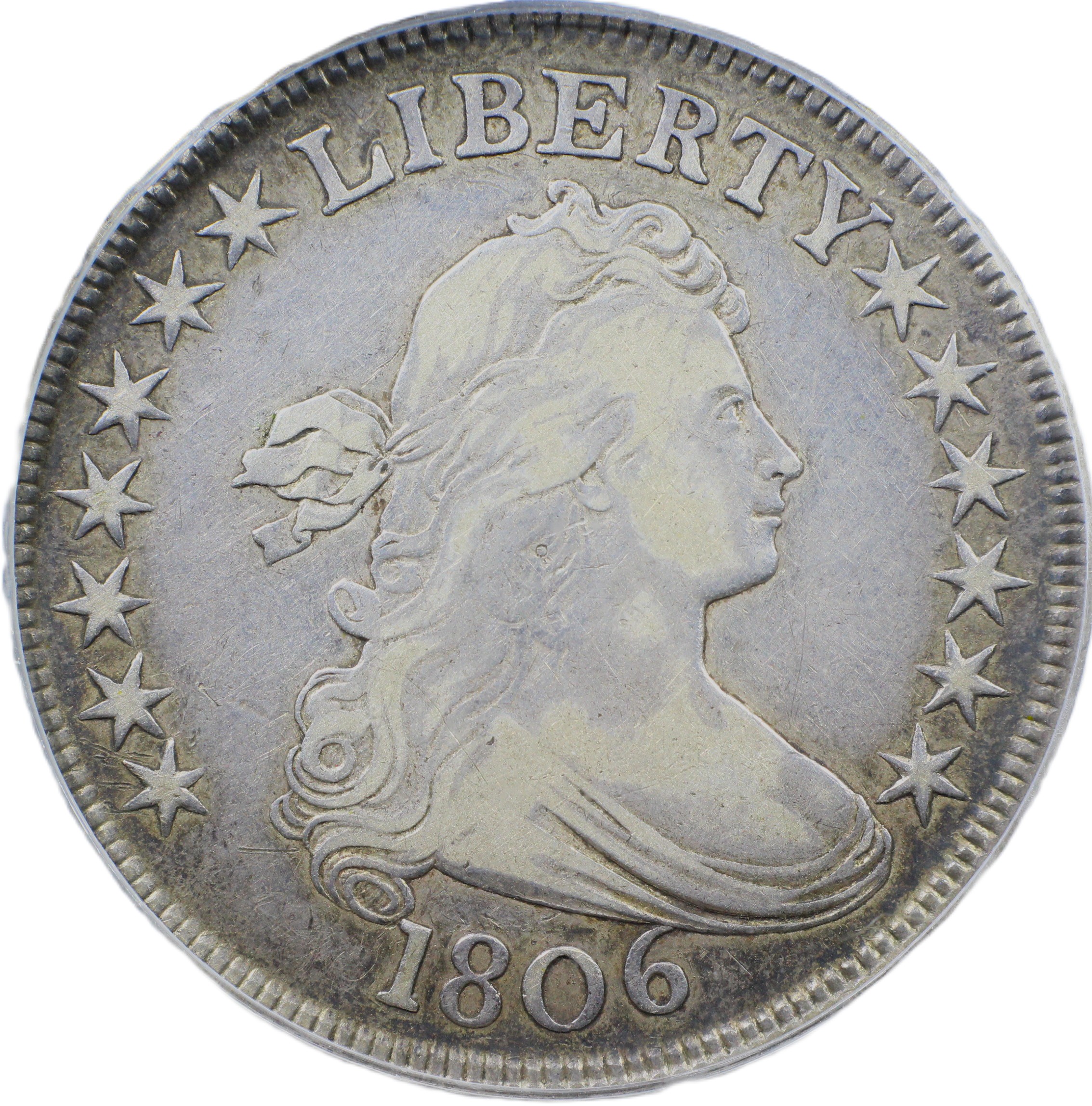 image for: 1806 Pointed 6, Stem 50c PCGS XF40