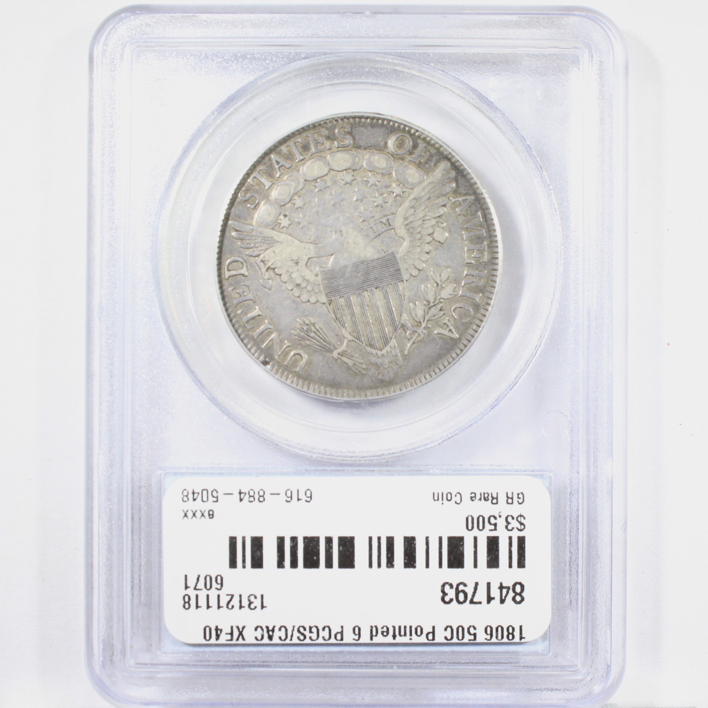 image for: 1806 Pointed 6, Stem 50c PCGS XF40