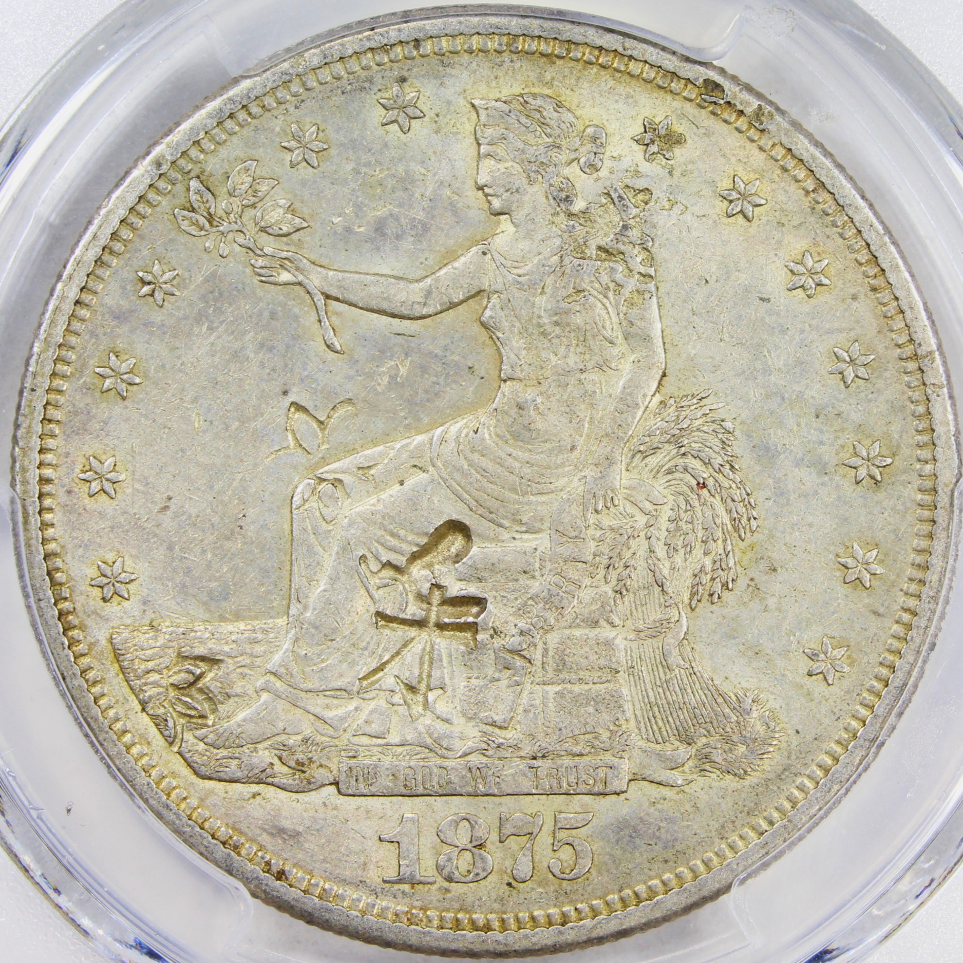 image for: 1875-S Chopmarked Trade$ PCGS AU55