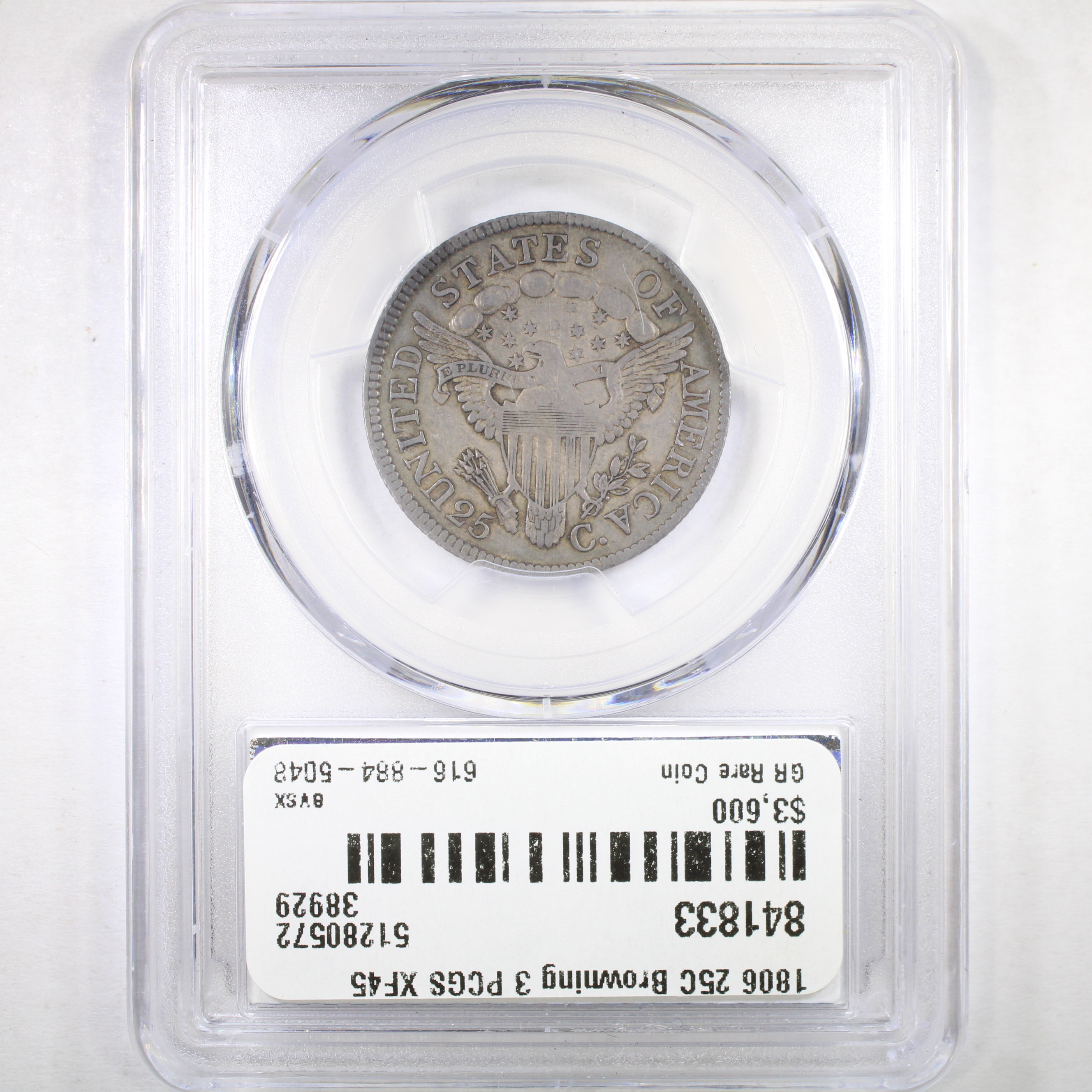 image for: 1806 B-3 25c PCGS XF45