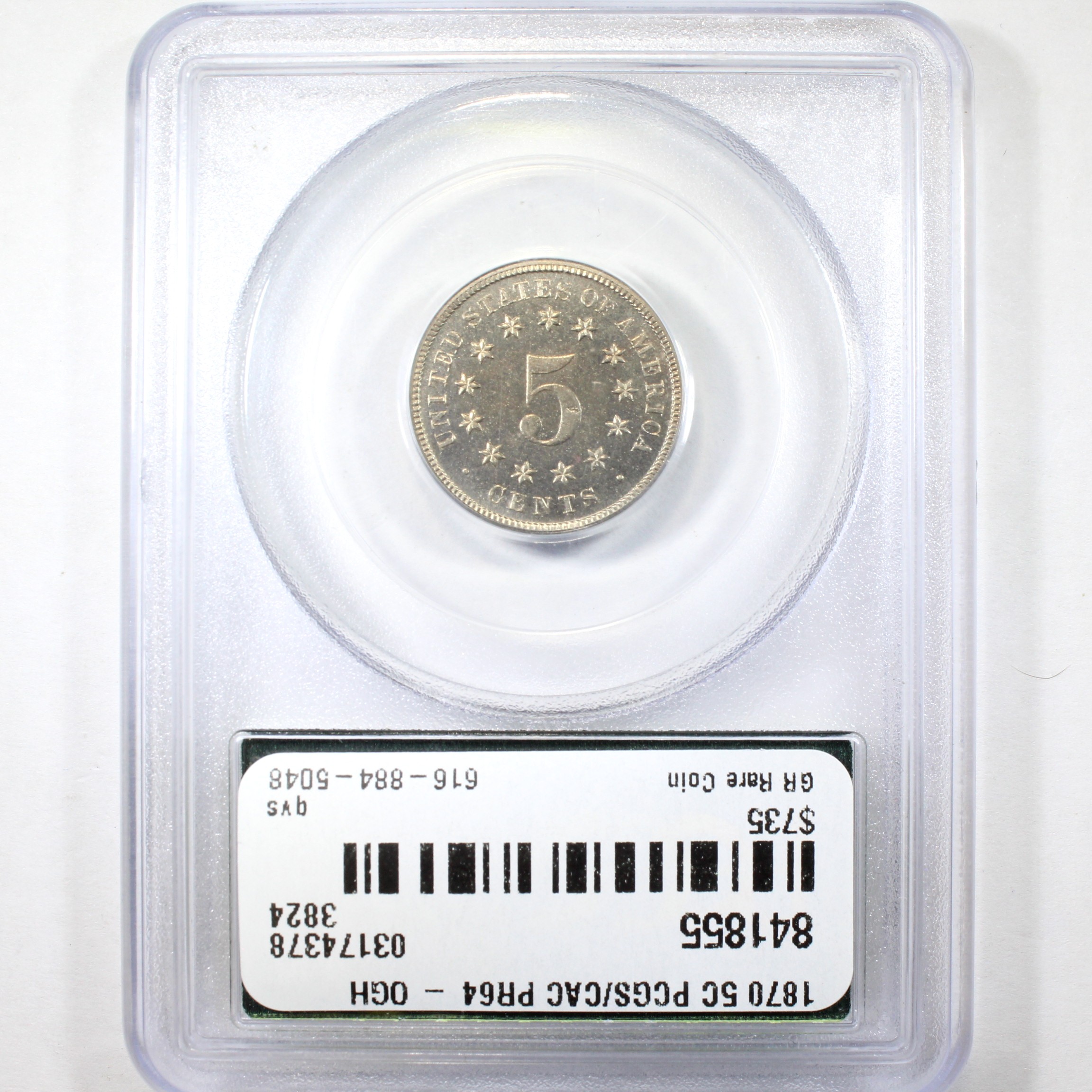thumbnail for: 1870 5c PCGS PR64