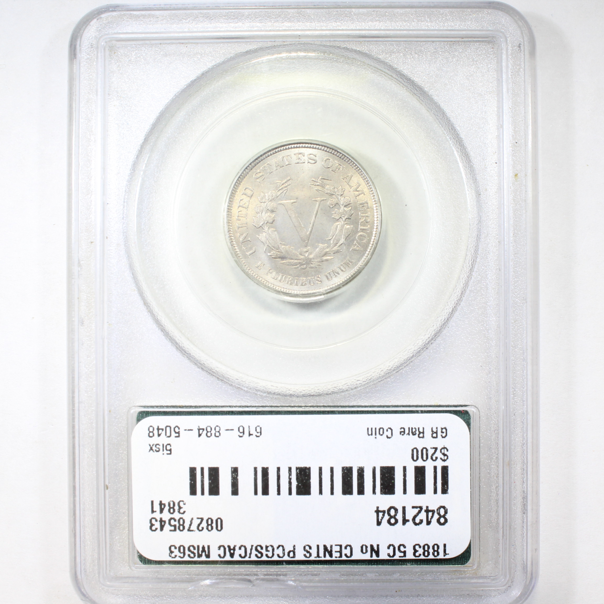 image for: 1883 No Cents 5c PCGS MS63