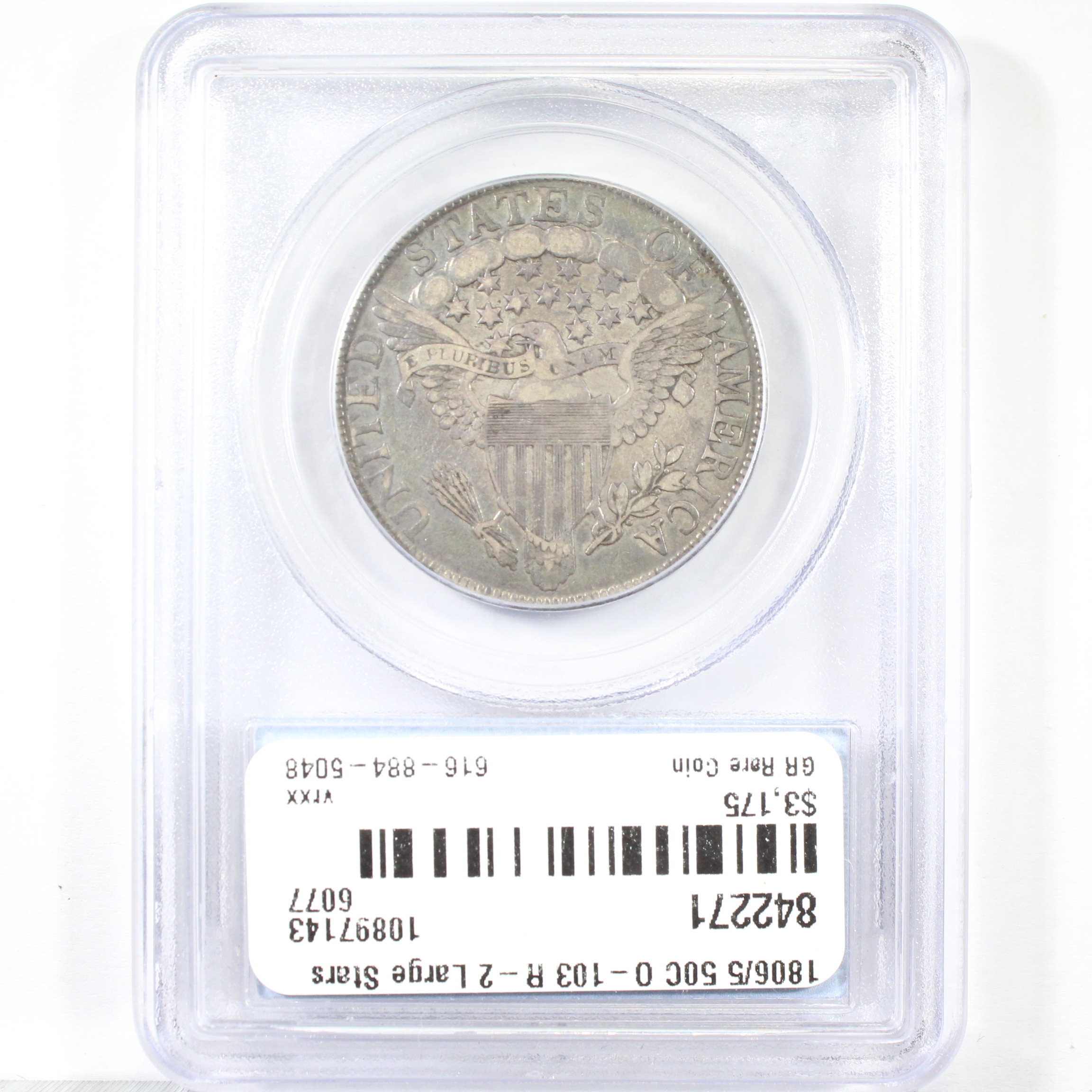 image for: 1806/5 Large Stars 50c PCGS XF45