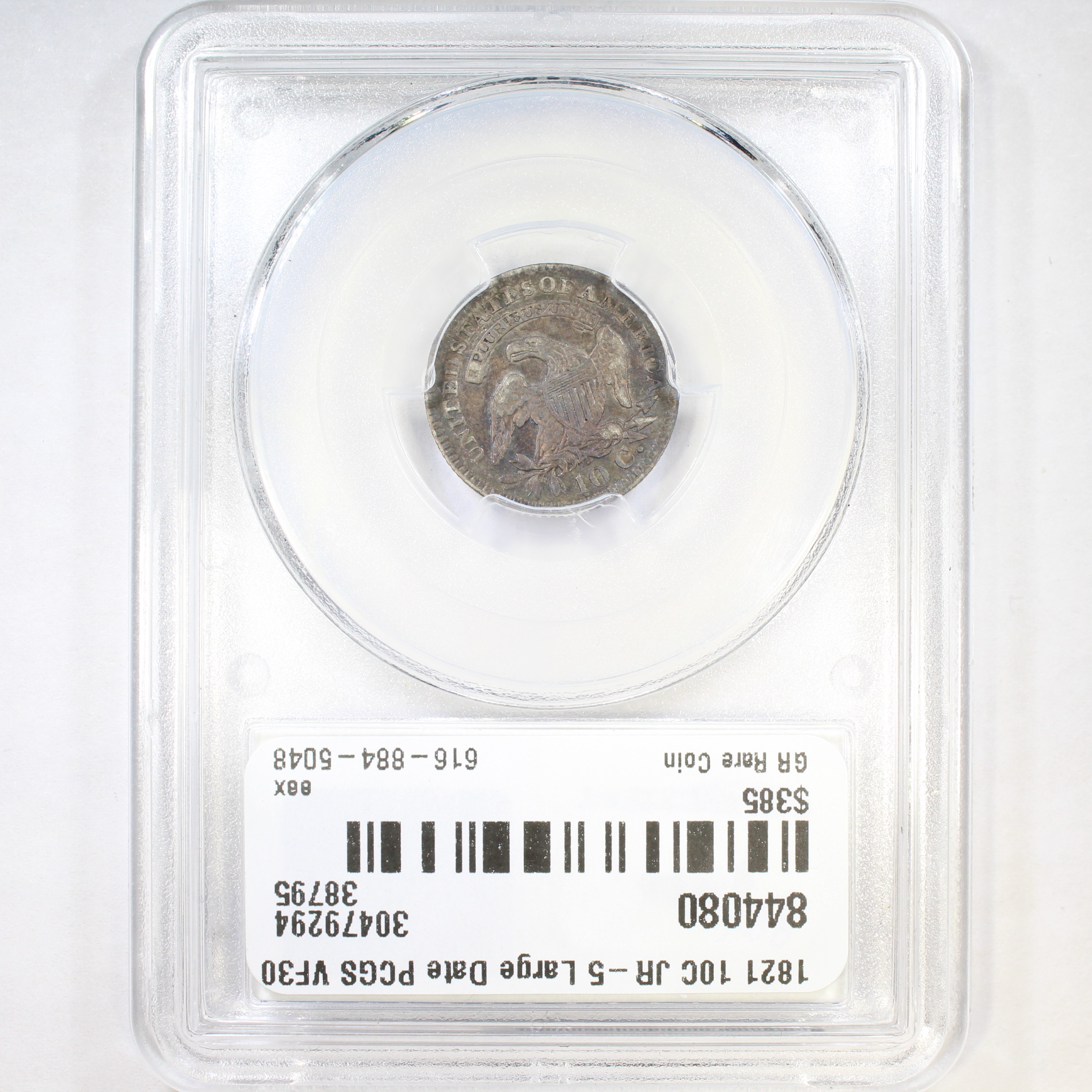 image for: 1821 Large Date, JR-5 10c PCGS VF30