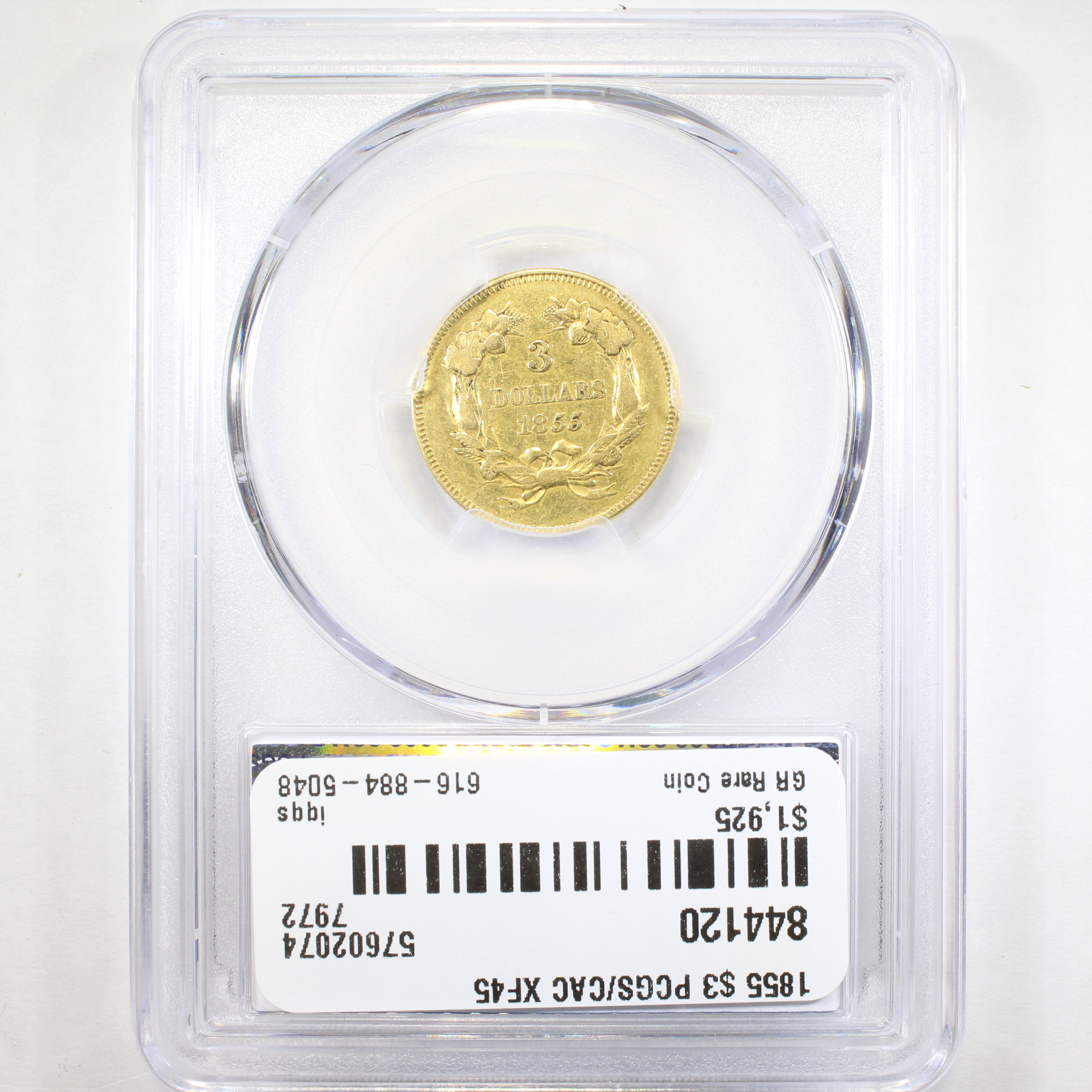 image for: 1855 $3  PCGS XF45