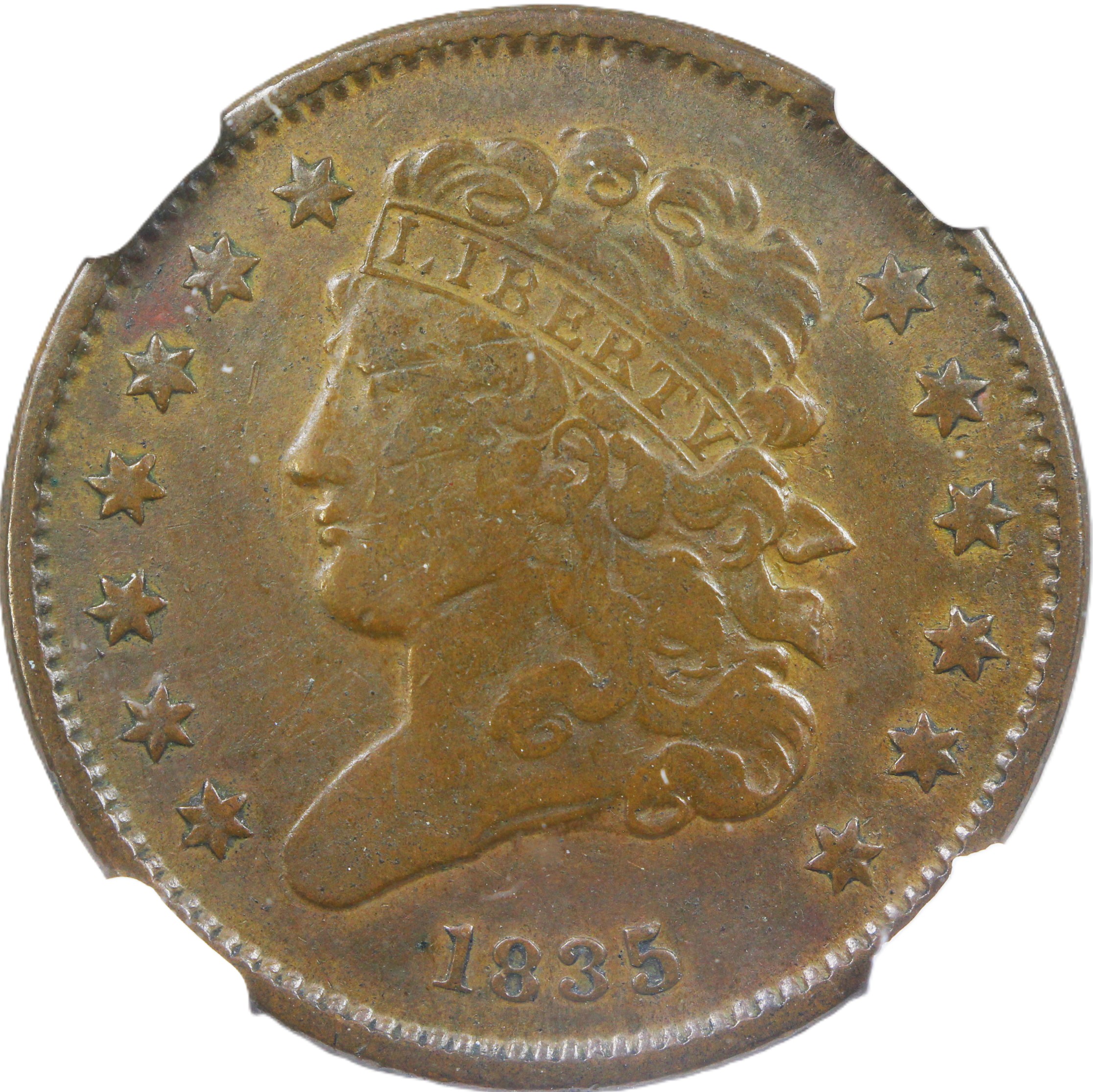 thumbnail for: 1835 1/2c NGC VF20 BN