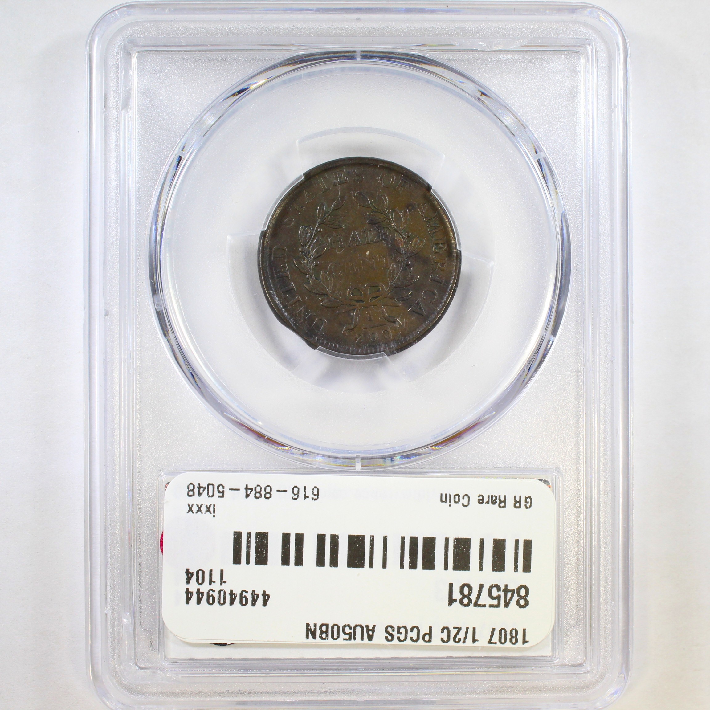 image for: 1807 1/2c PCGS AU50 BN