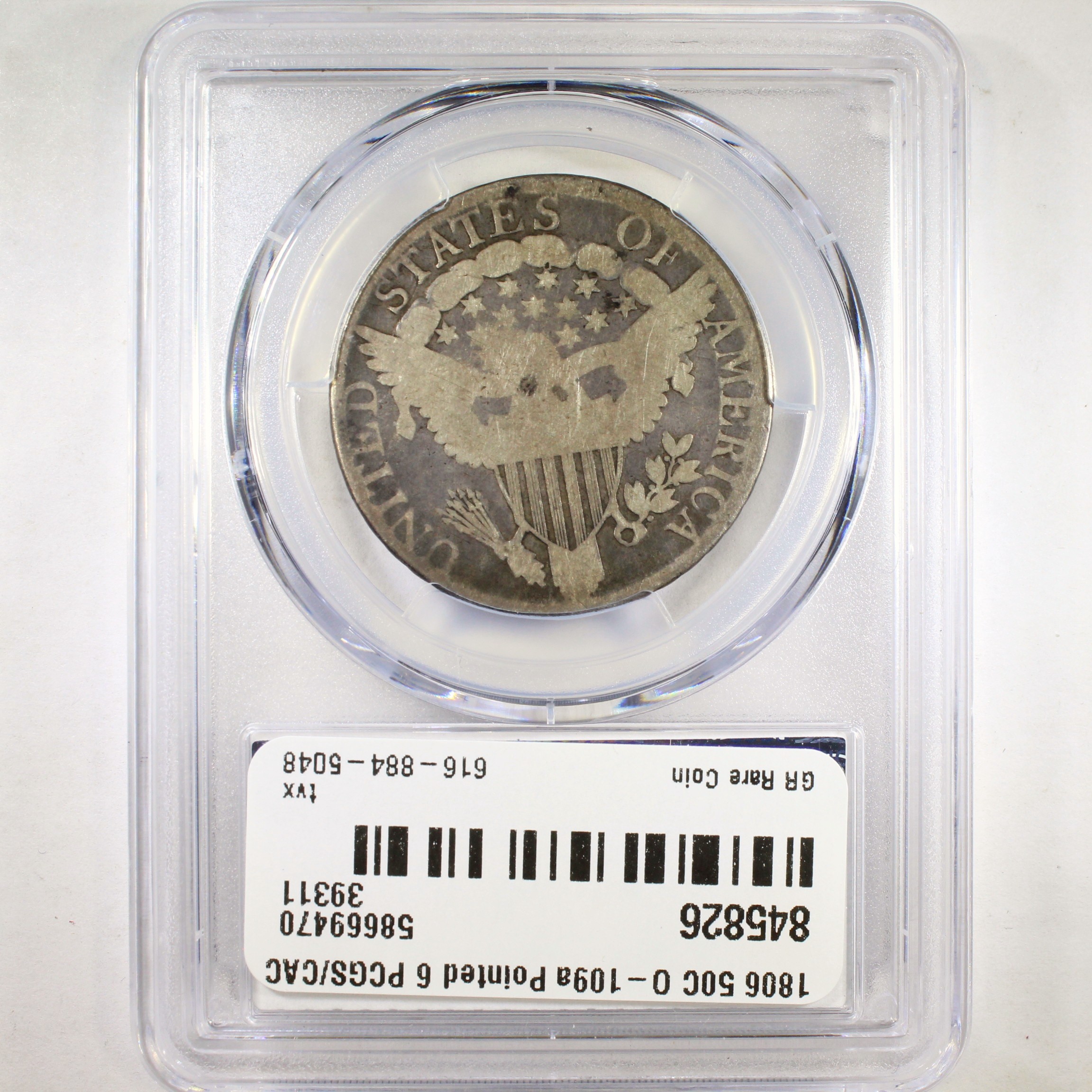 thumbnail for: 1806 Pointed 6, No Stem, O-109a 50c PCGS G4