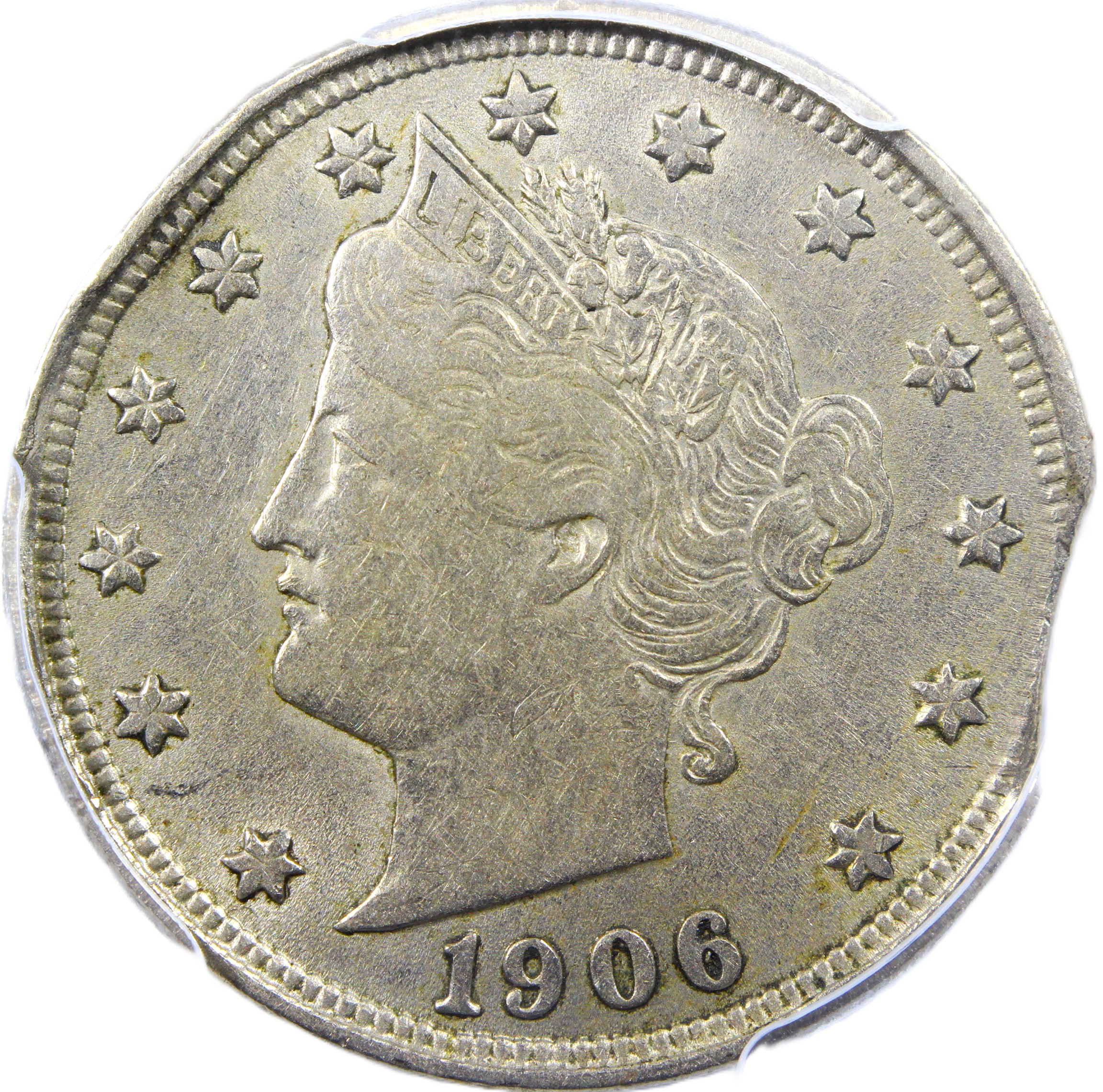 image for: 1906 5c PCGS AU50