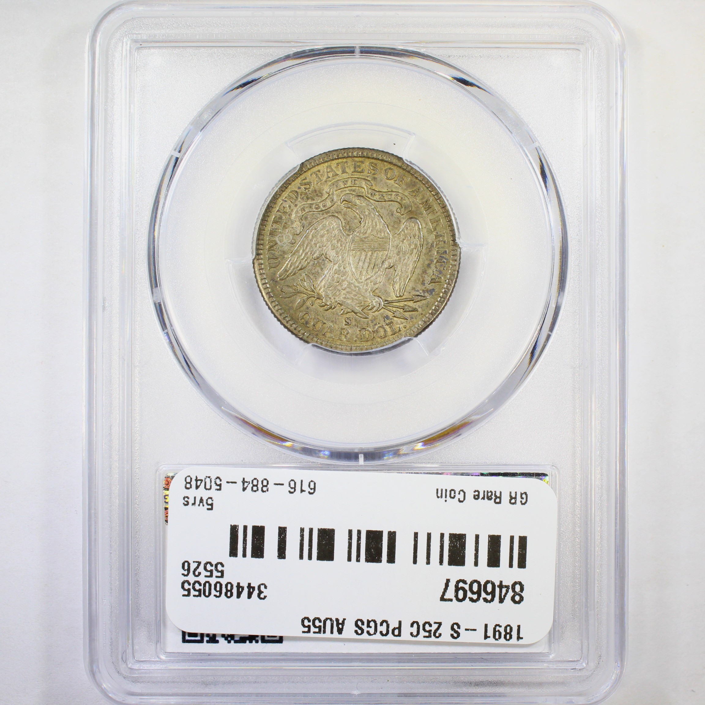 thumbnail for: 1891-S 25c PCGS AU55