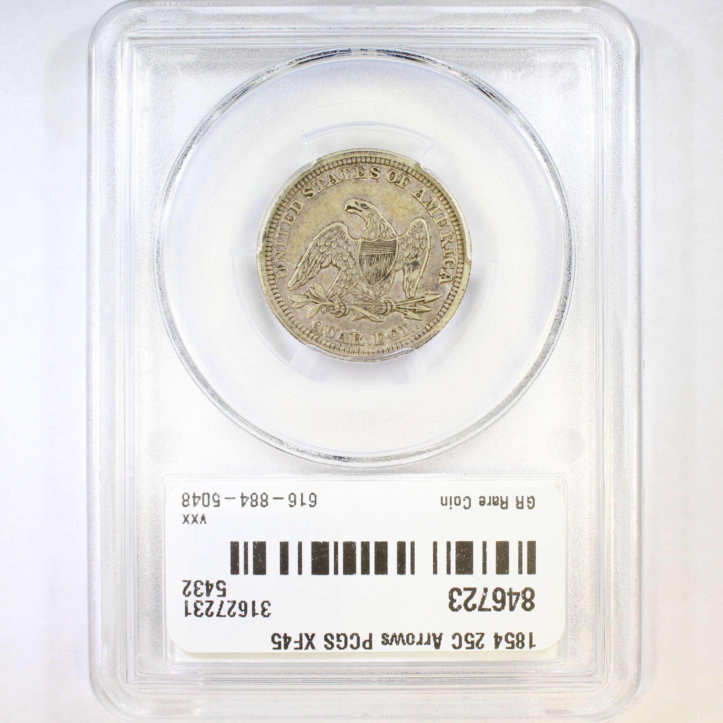 thumbnail for: 1854 Arrows 25c PCGS XF45