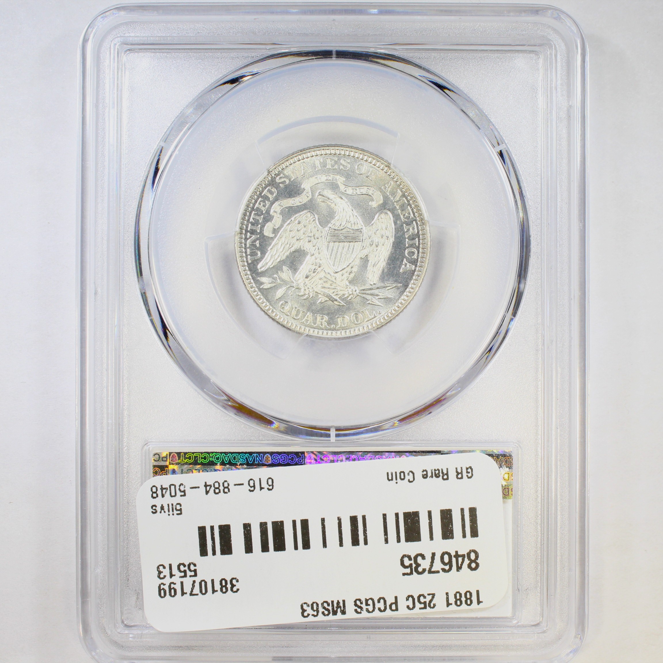 thumbnail for: 1881 25c PCGS MS63
