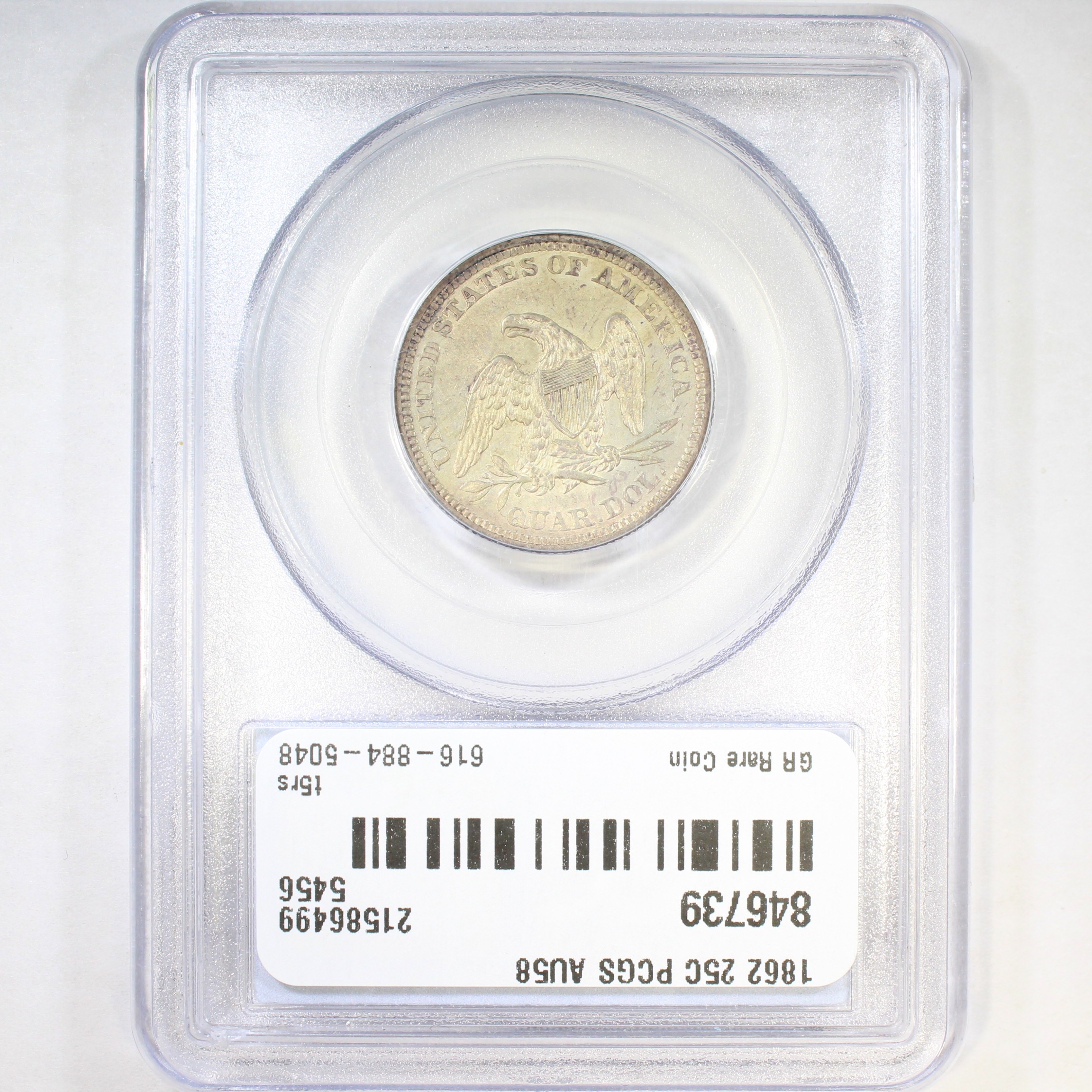 thumbnail for: 1862 25c PCGS AU58