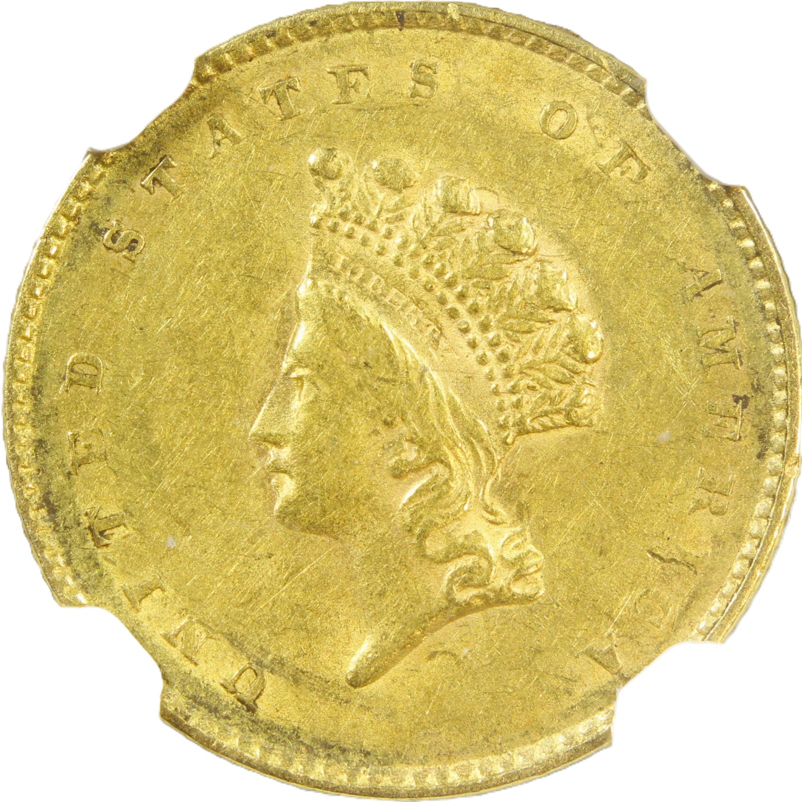 thumbnail for: 1855 Type 2 G$1 NGC AU55