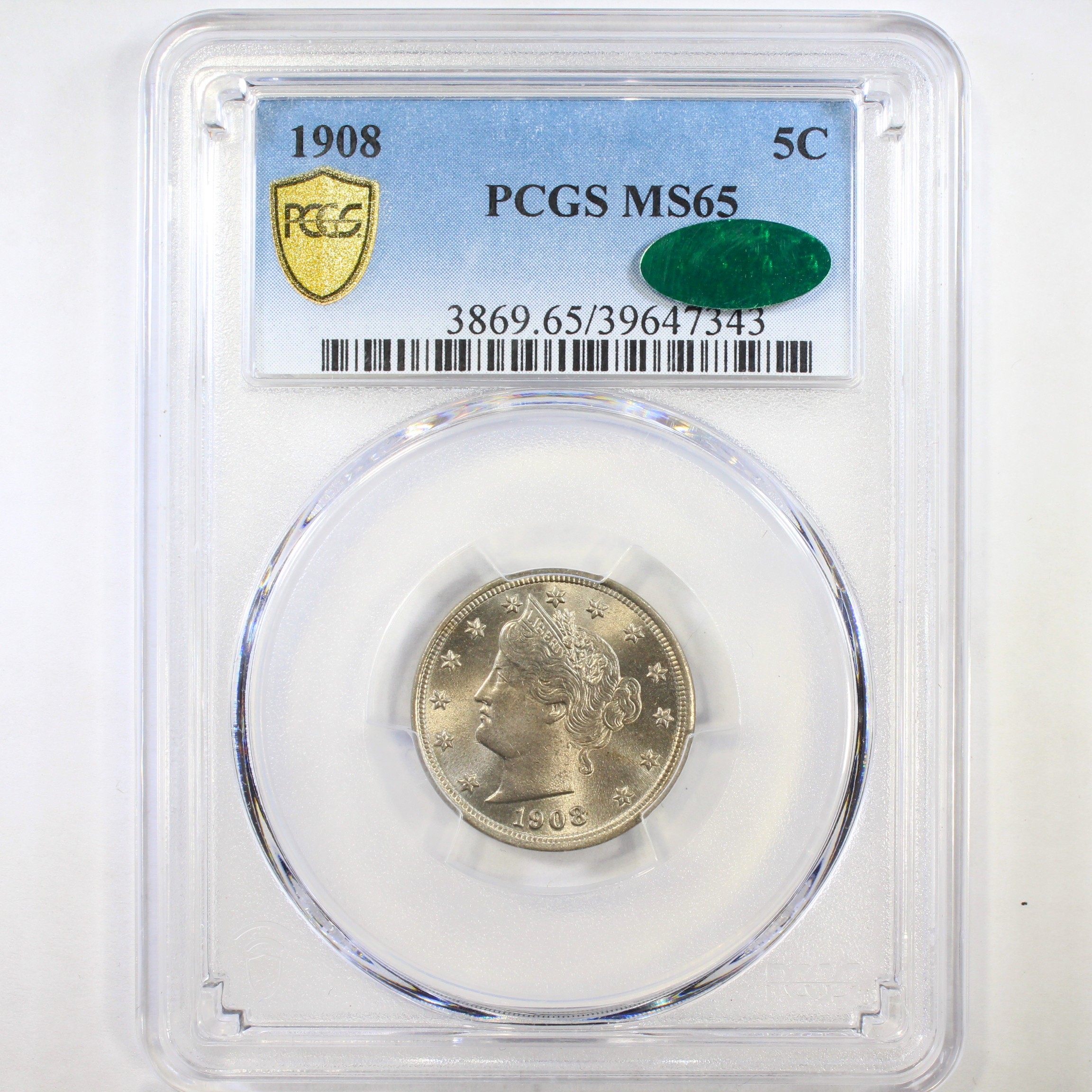 thumbnail for: 1908 5c PCGS MS65