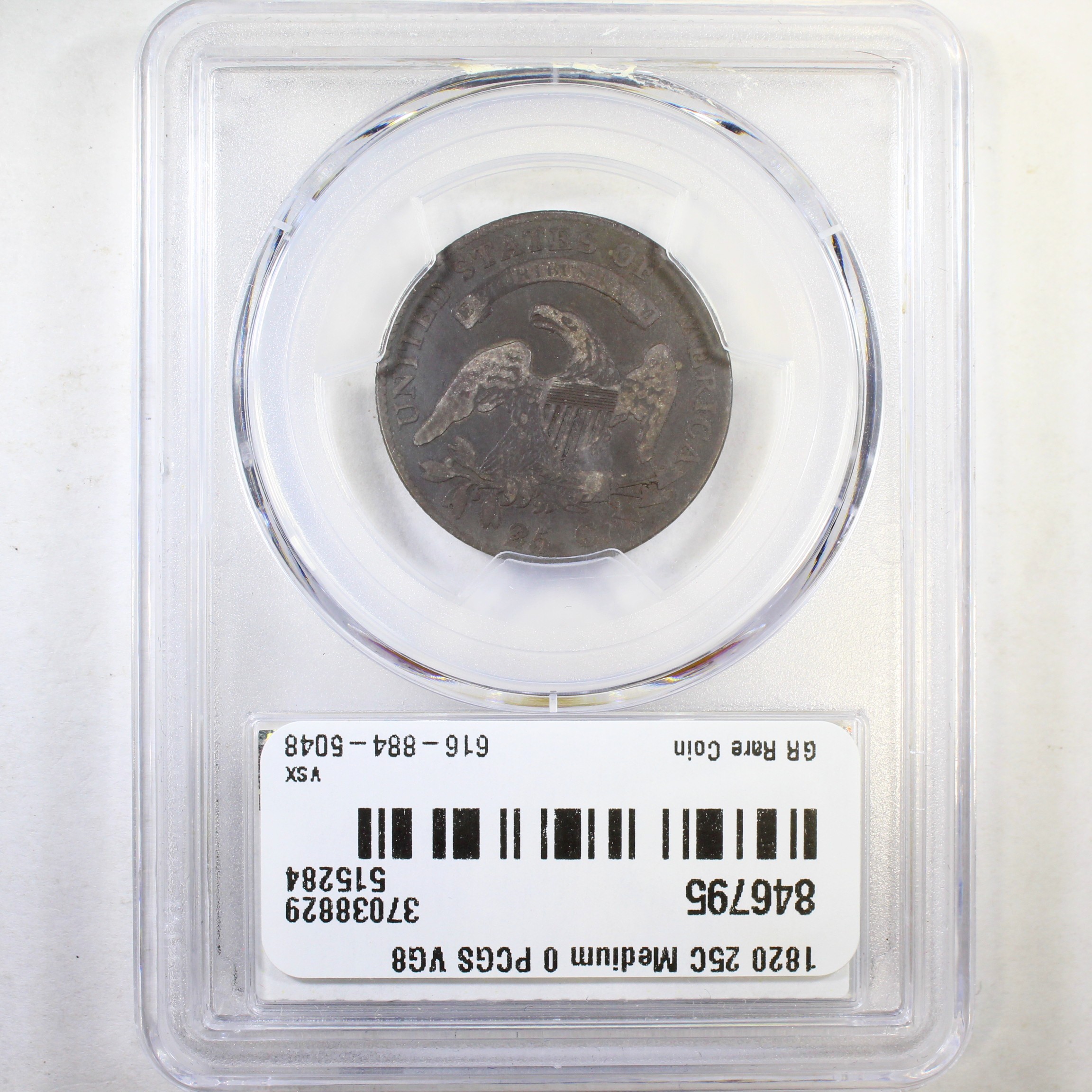 image for: 1820 Medium 0 25c PCGS VG8