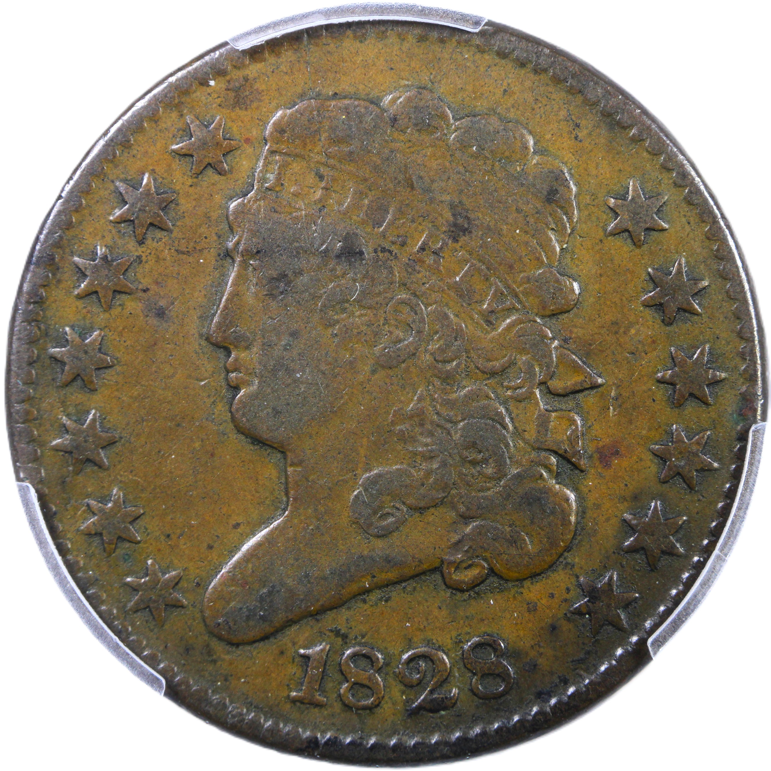 thumbnail for: 1828 13 Stars 1/2c PCGS VF30 BN