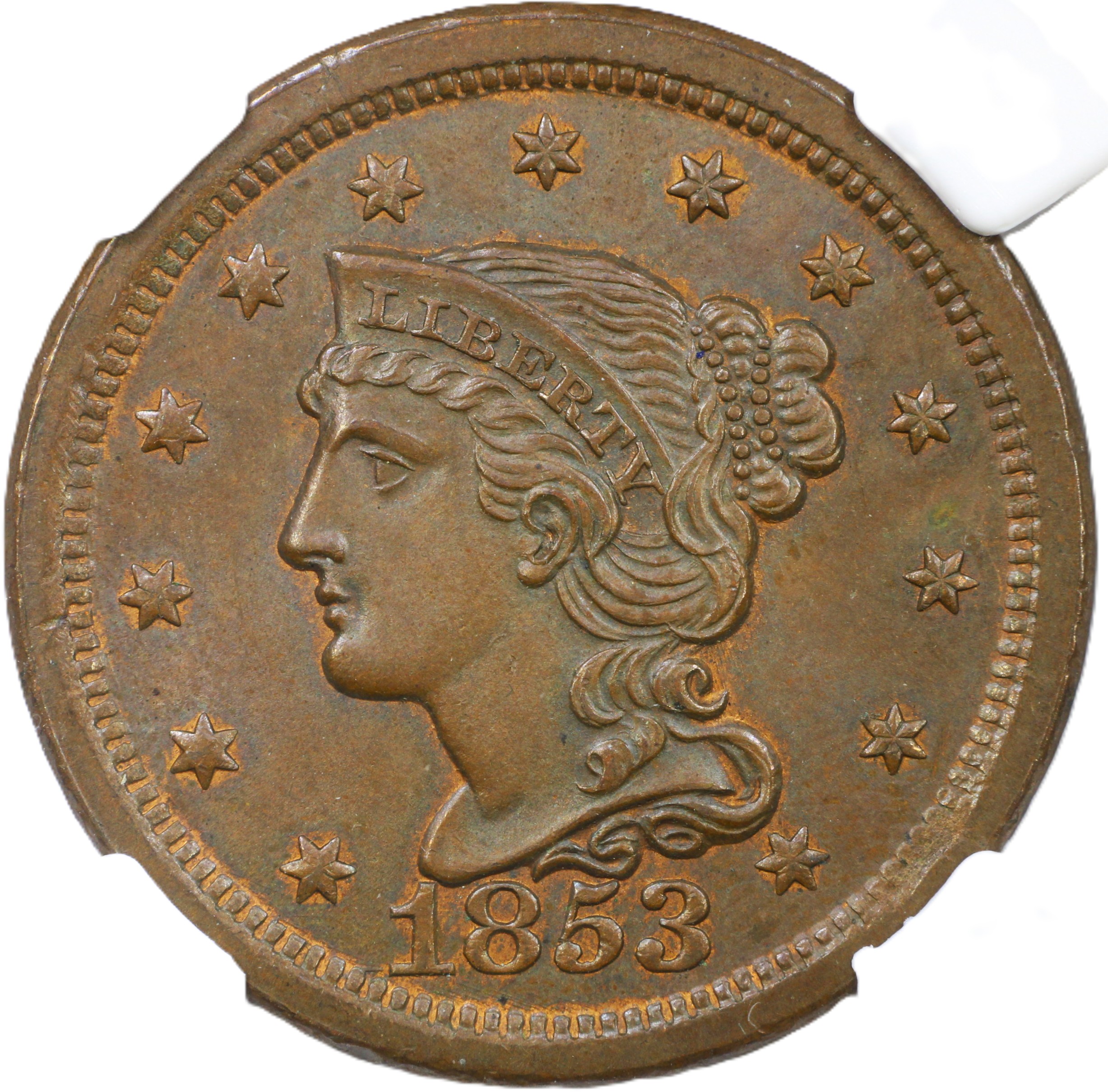 thumbnail for: 1853 1c NGC MS64 BN