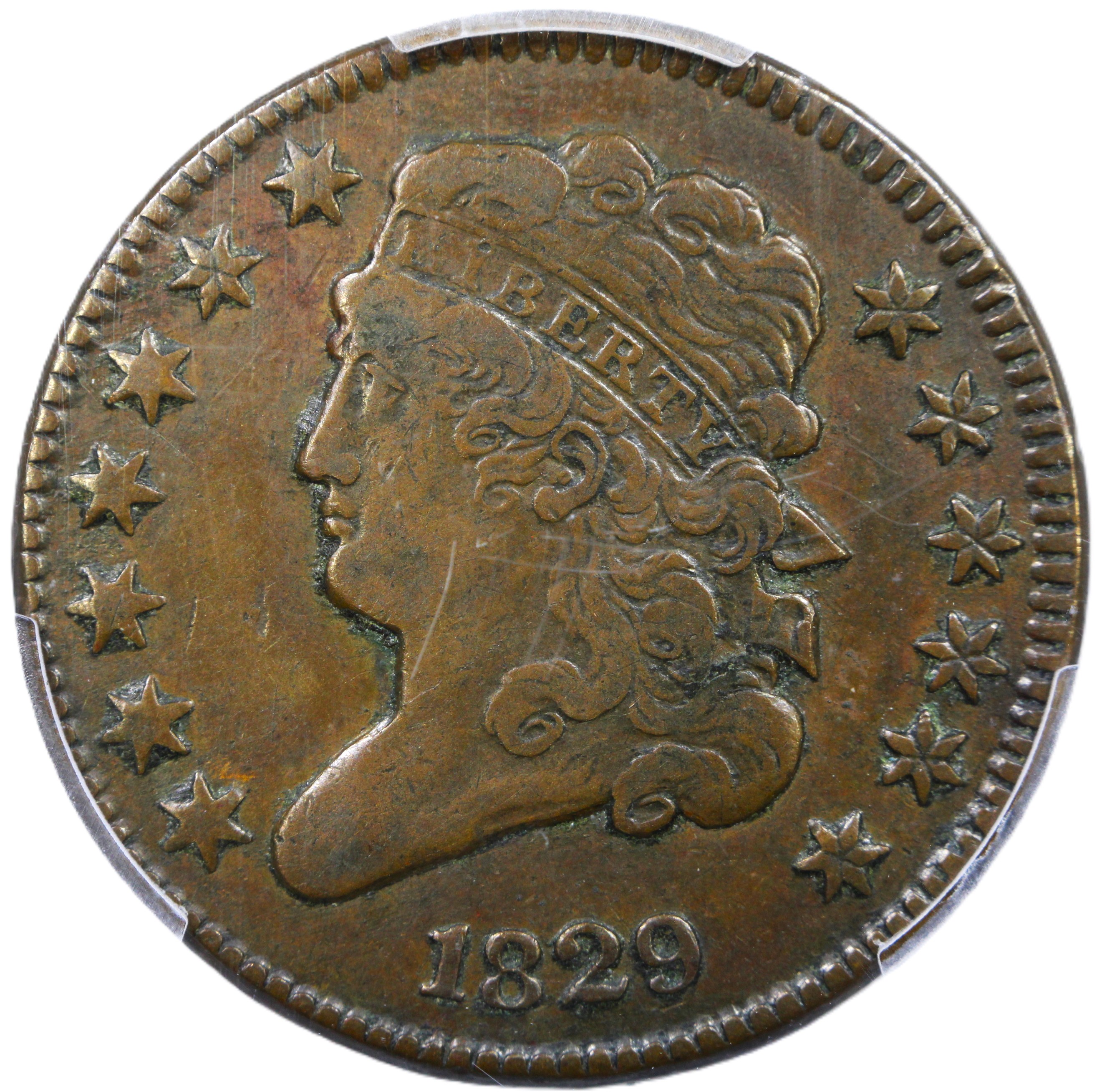 thumbnail for: 1829 1/2c PCGS VF30 BN