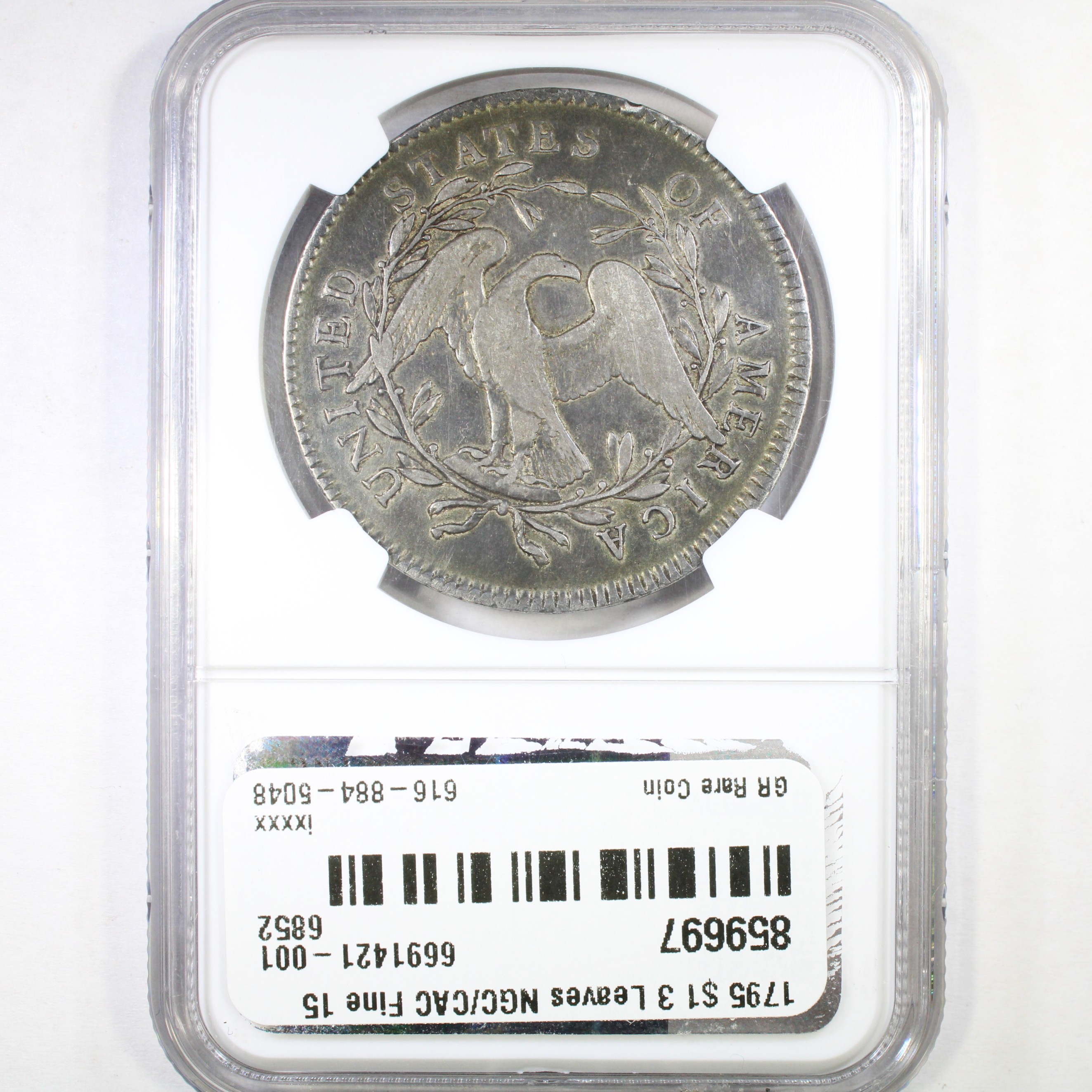 image for: 1795 Flowing Hair, 3 Leaves $1  NGC F15