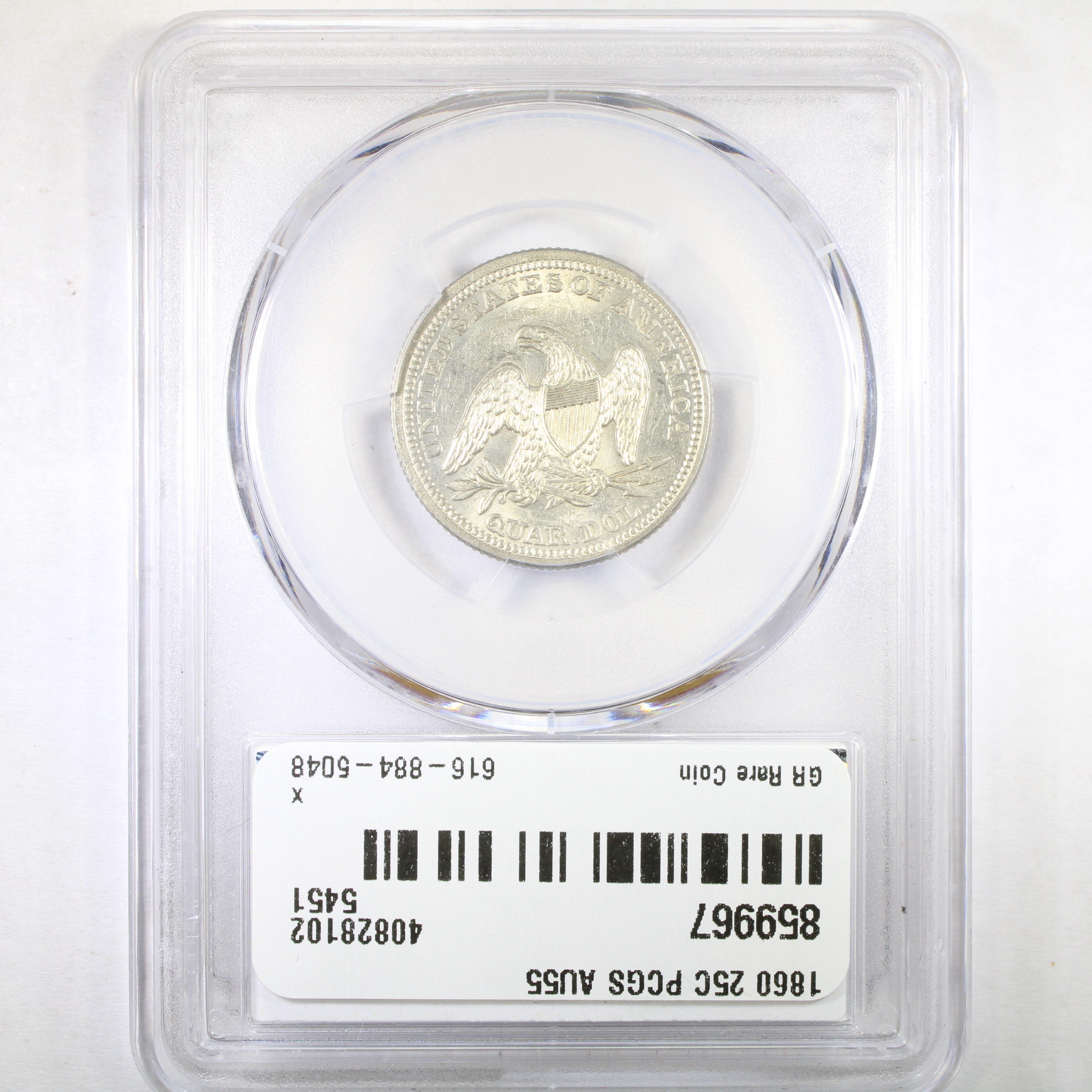 thumbnail for: 1860 25c PCGS AU55