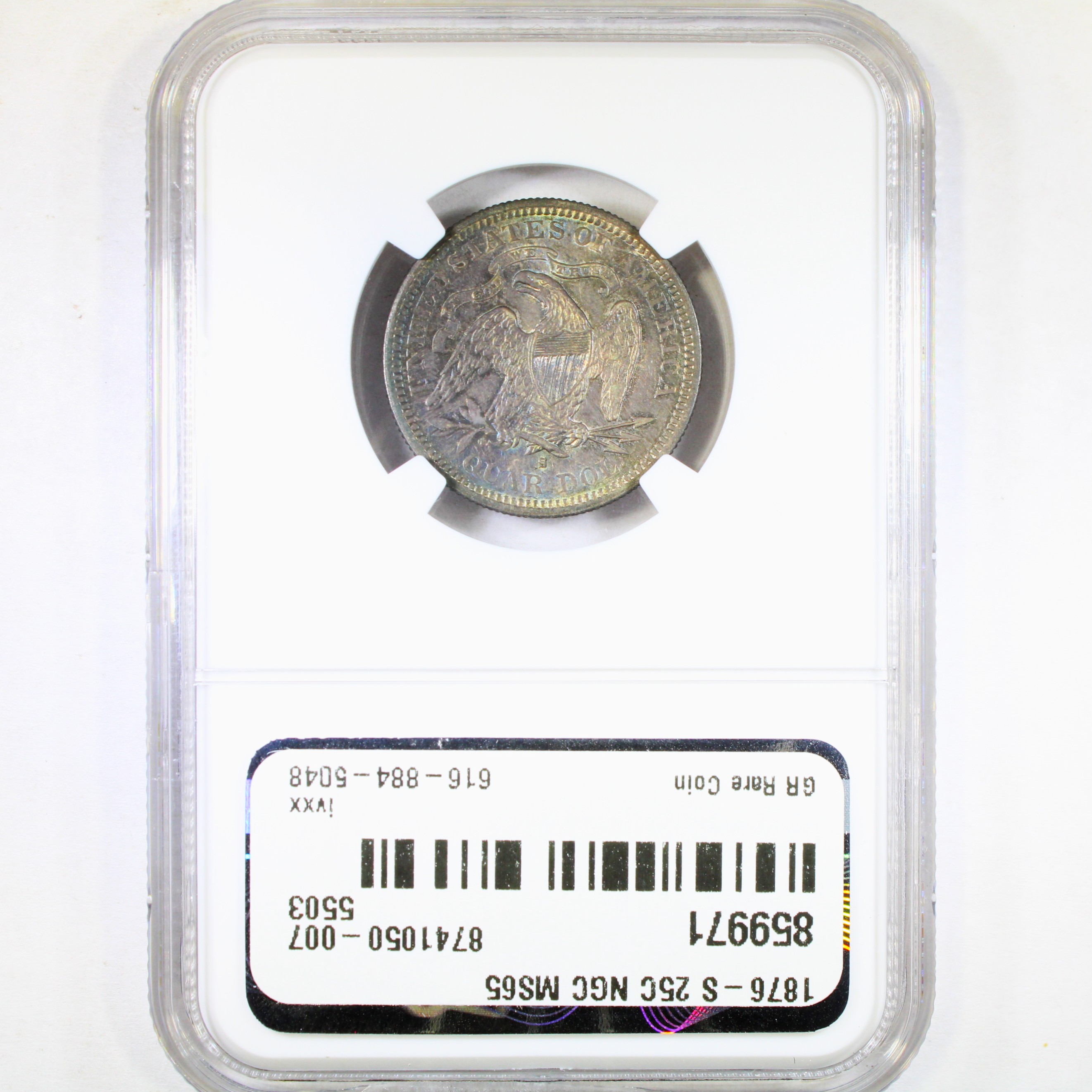 thumbnail for: 1876-S 25c NGC MS65