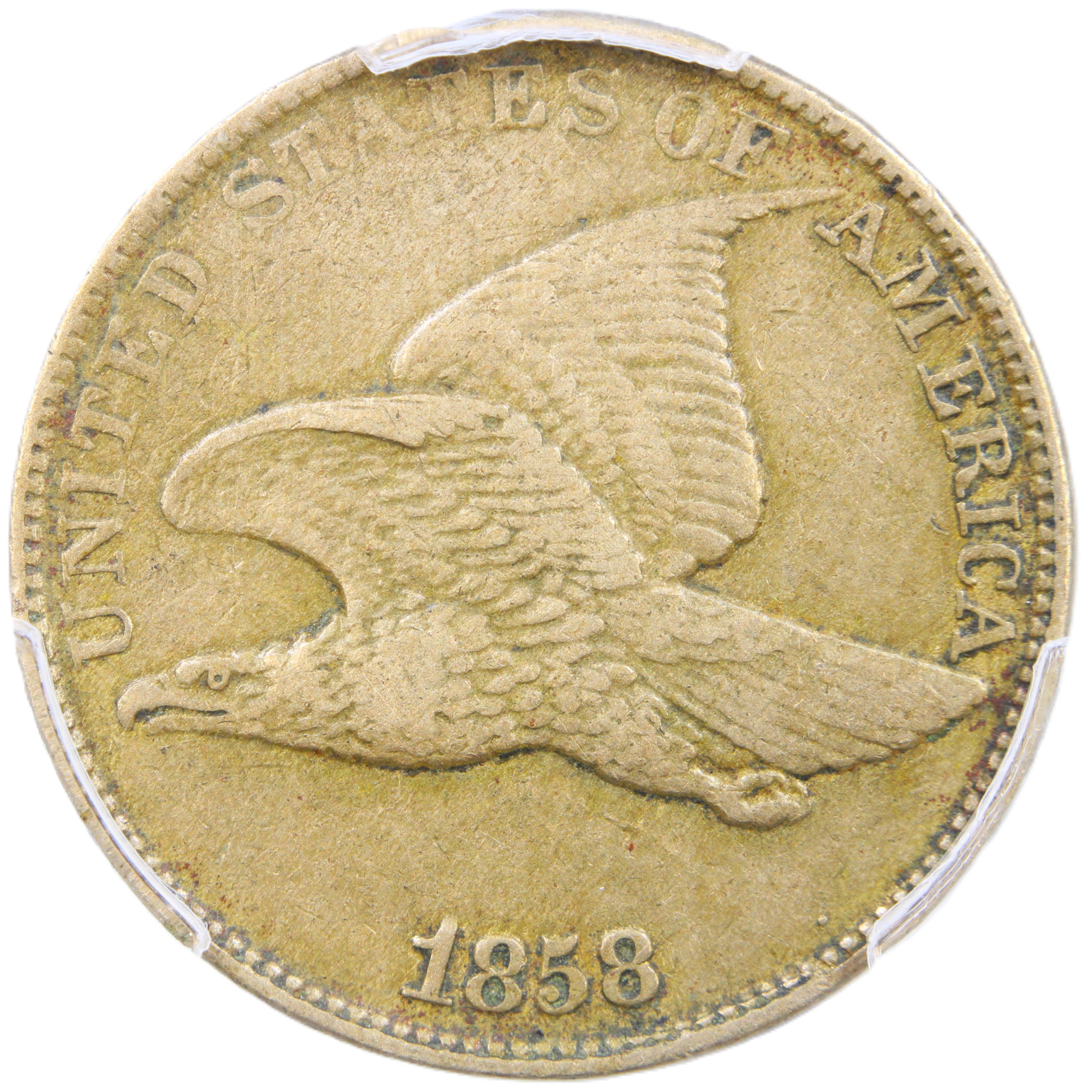 image for: 1858 Flying Eagle, Large Letters 1c PCGS XF40