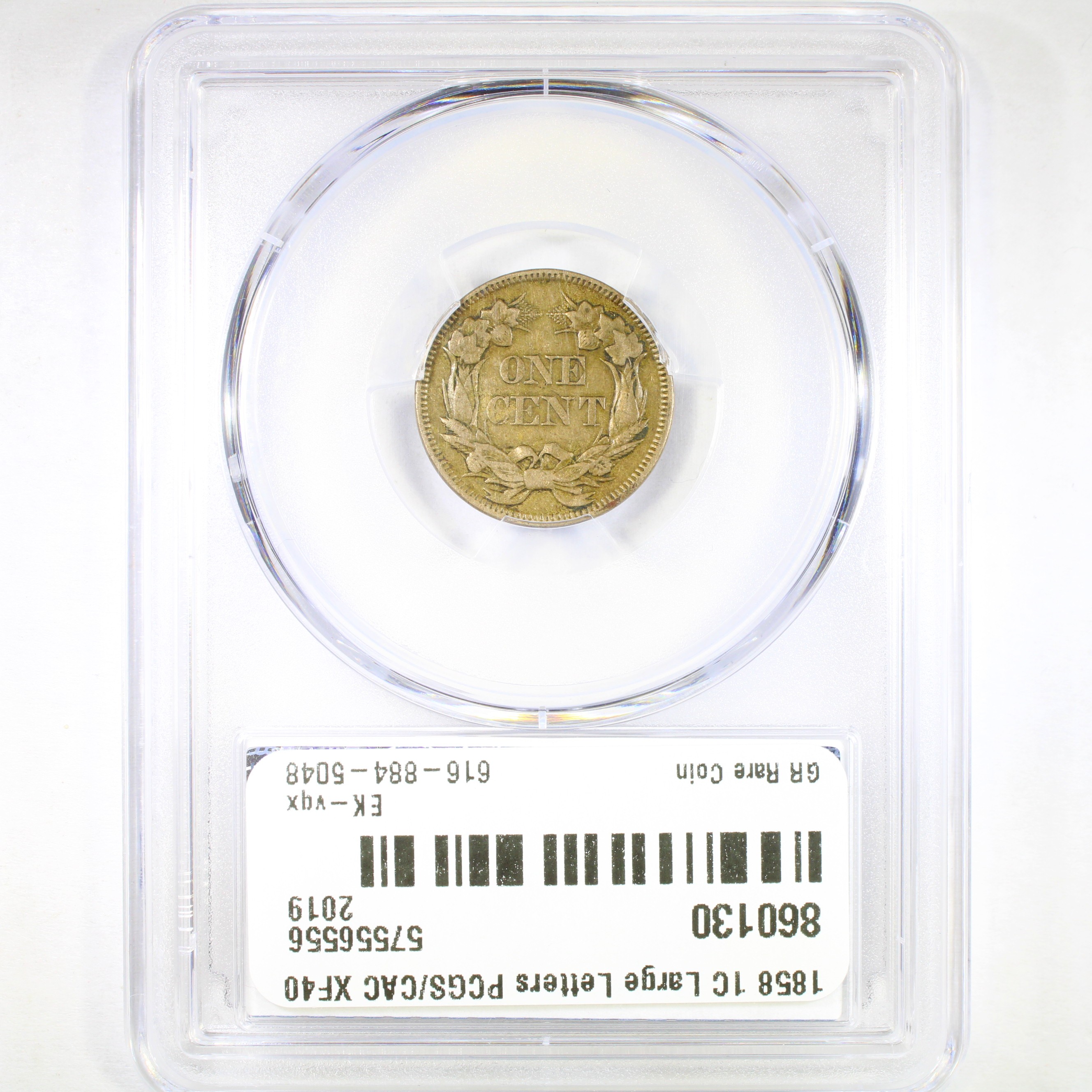 image for: 1858 Flying Eagle, Large Letters 1c PCGS XF40