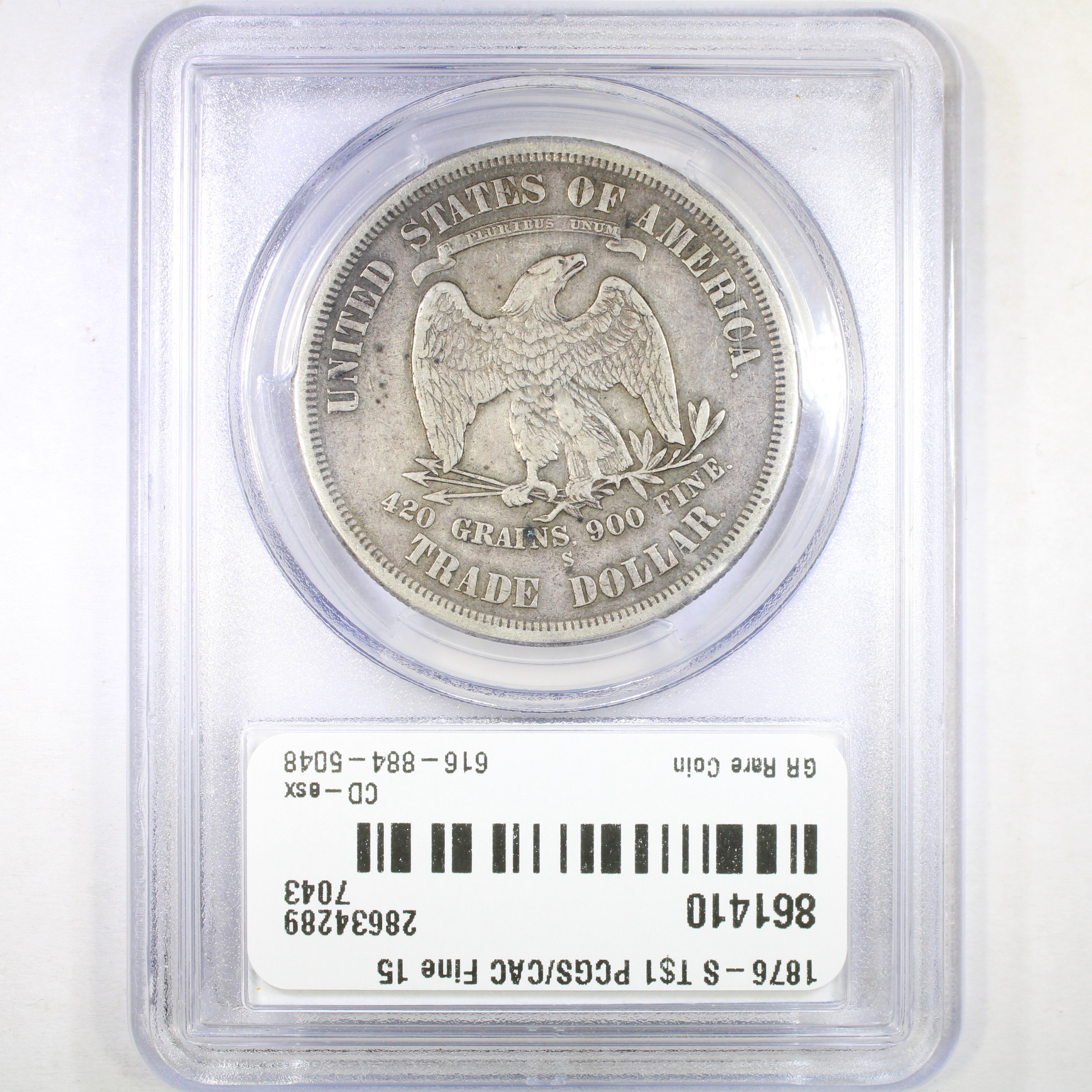 image for: 1876-S Trade$ PCGS F15