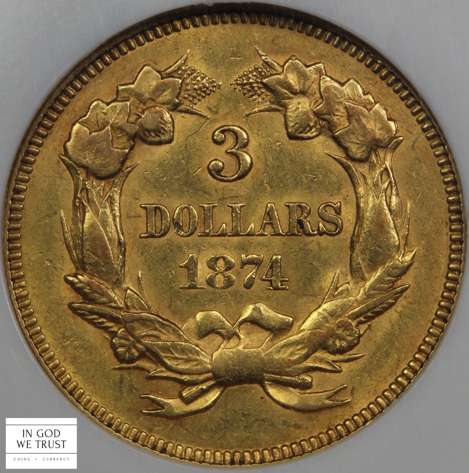 image for: 1874 $3  NGC AU58
