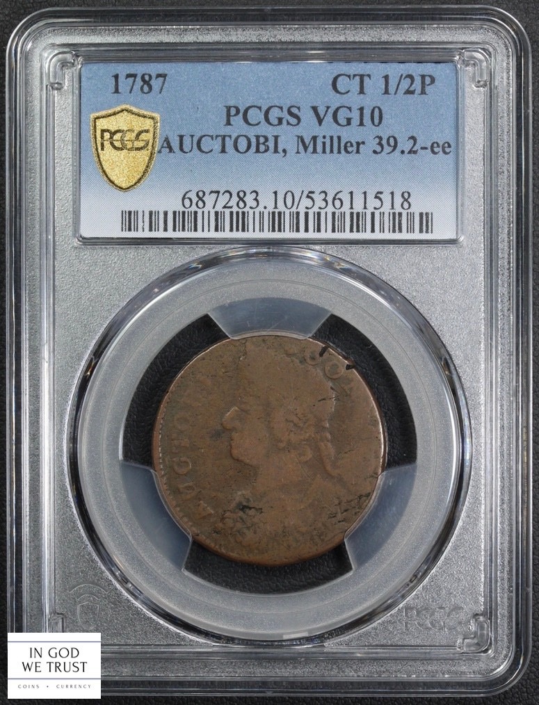 image for: 1787 Connecticut, Draped Bust Left, AUCTOBI Copper PCGS VG10 BN