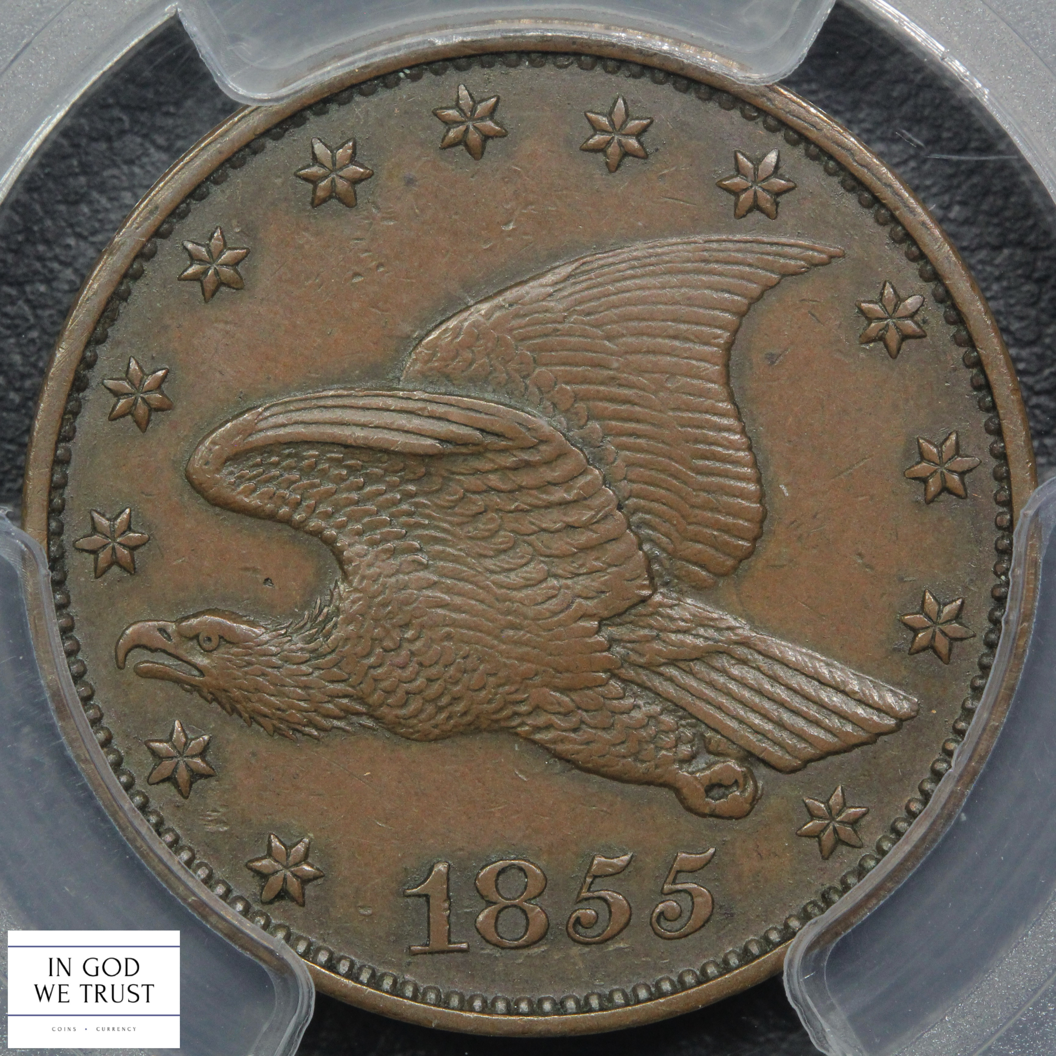 image for: 1855 Original, Copper, J-167 P1c PCGS AU55 BN