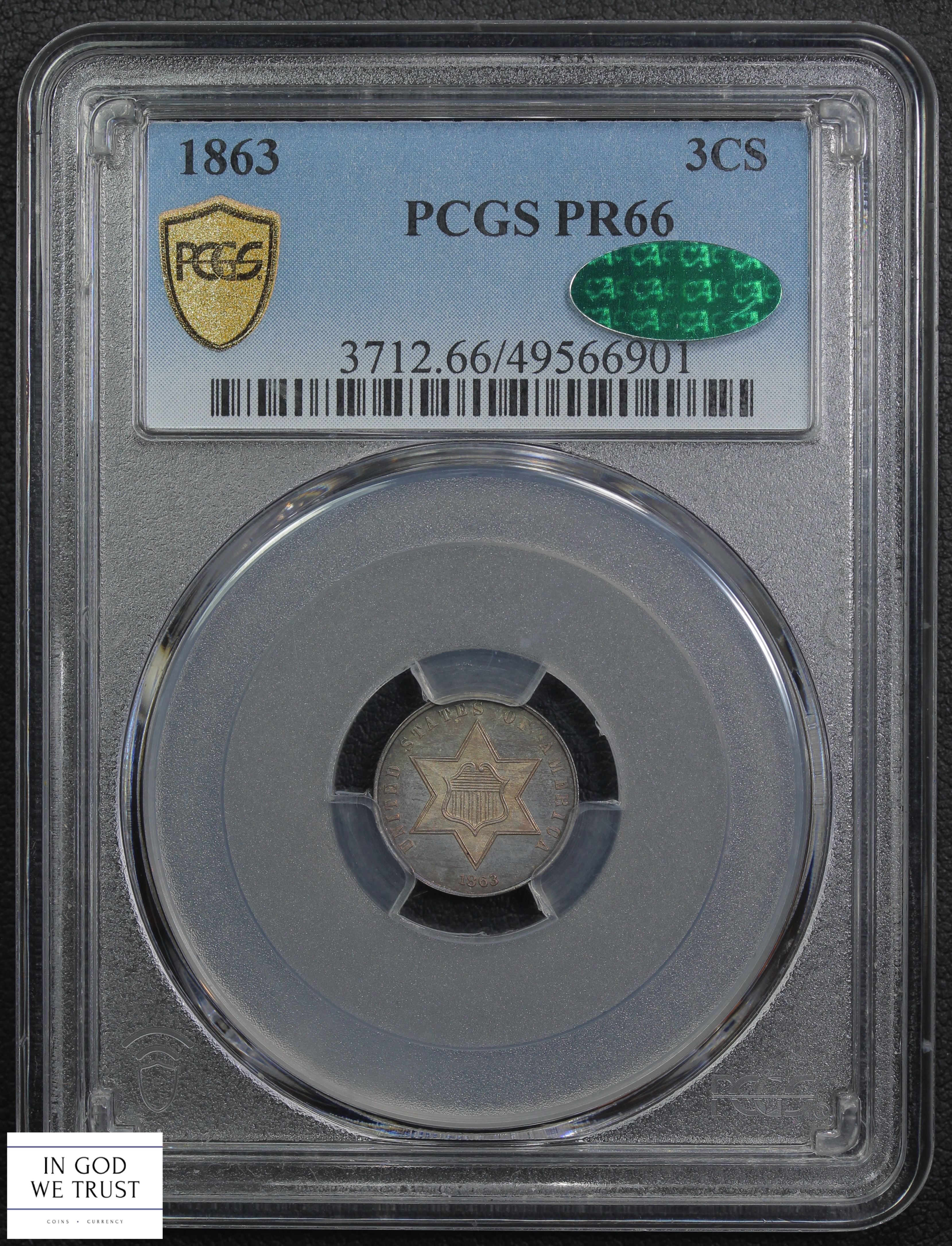 image for: 1863 3cS PCGS PR66