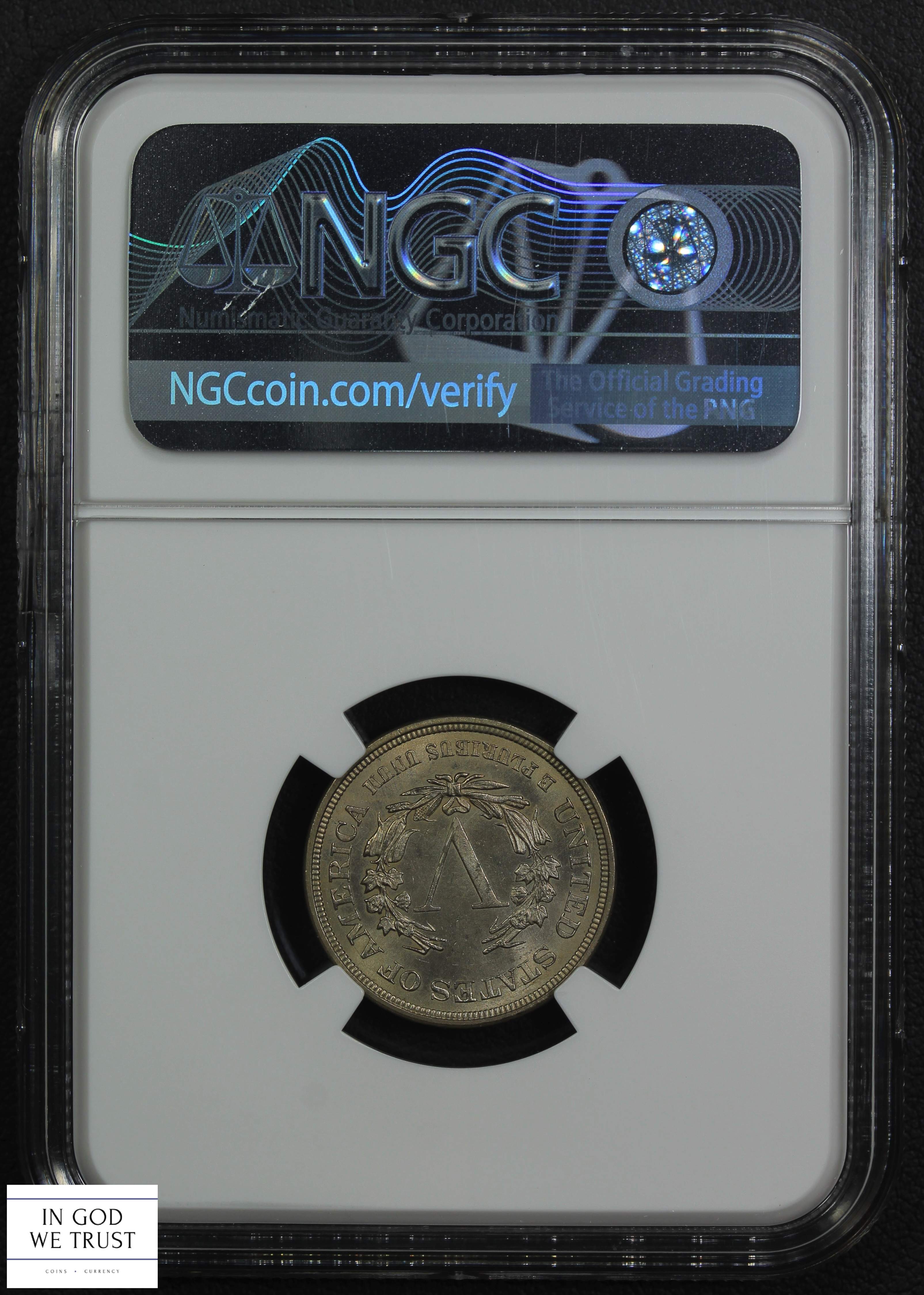 image for: 1883 No Cents 5c NGC MS65