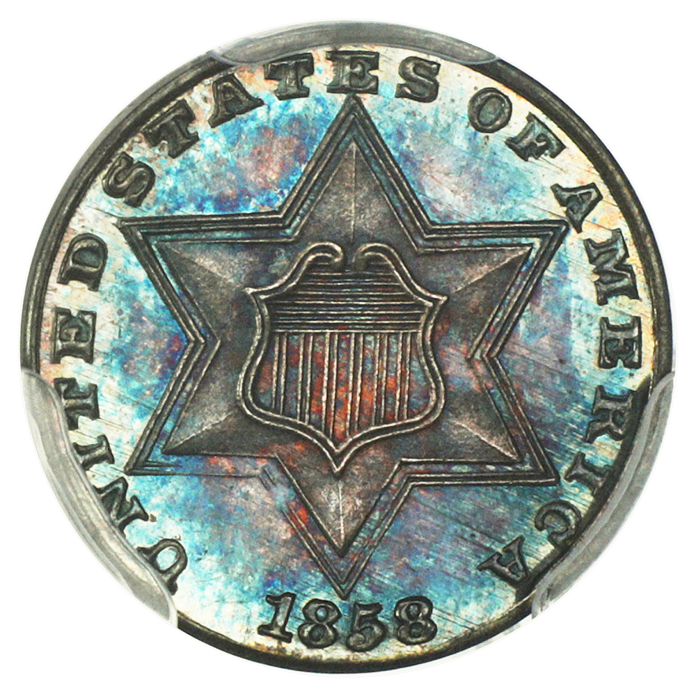 image for: 1858 3cS PCGS PR66