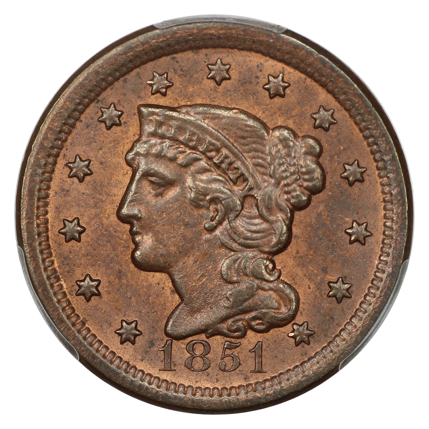 thumbnail for: 1851 1c PCGS MS63 RB