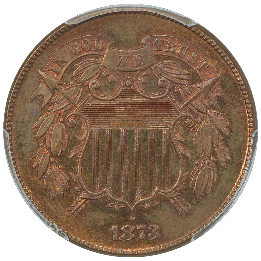 image for: 1873 Open 3 2c PCGS PR65 RB