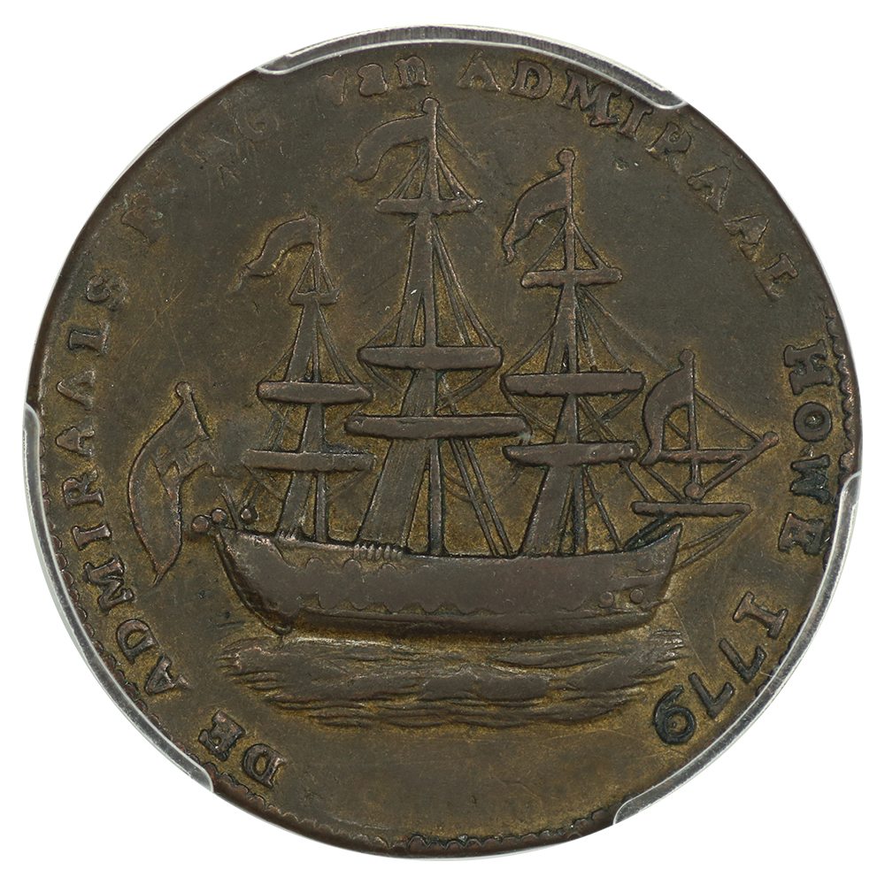 image for: (1778-79) RI Ship, No Wreath, Brass Medal PCGS XF40
