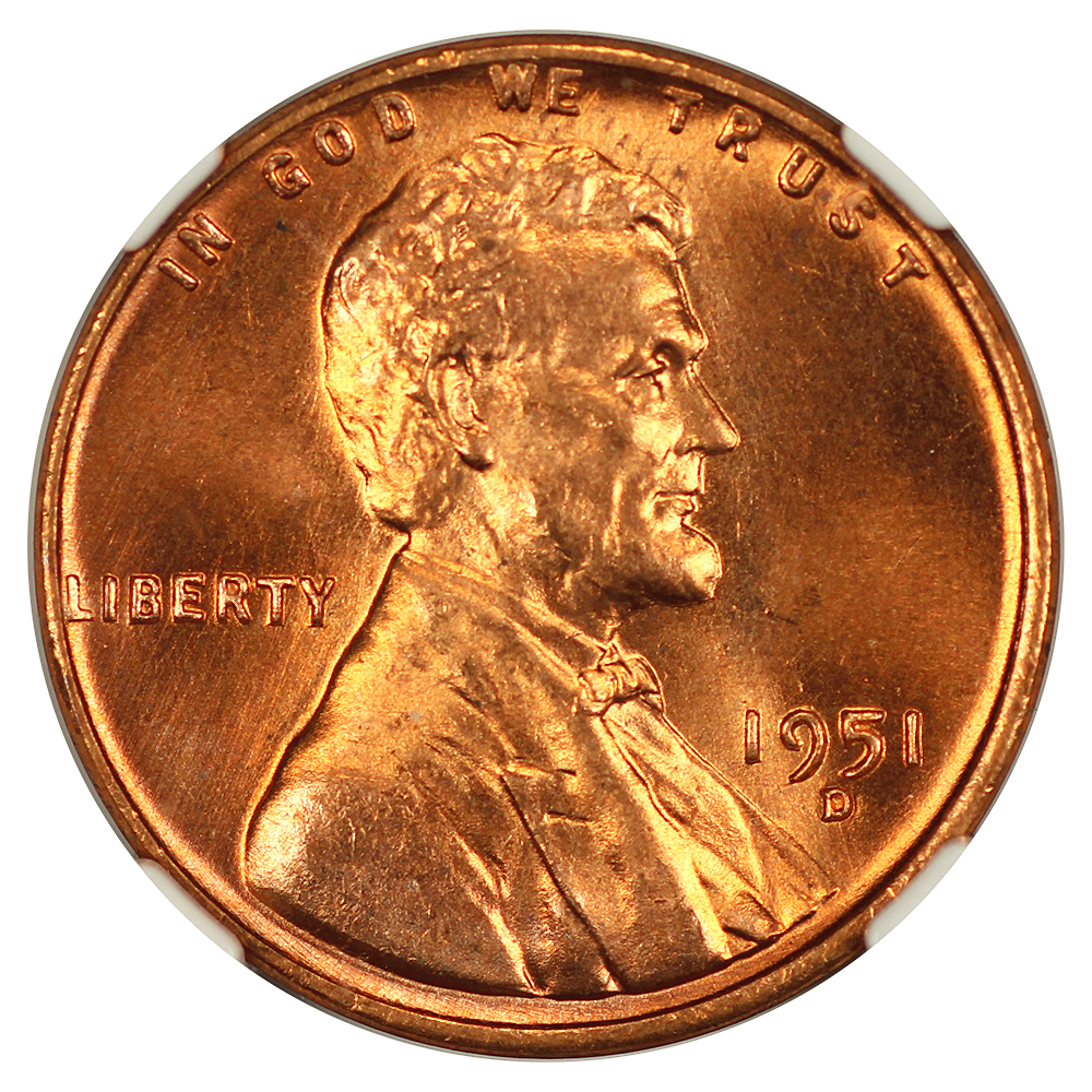 image for: 1951-D 1c NGC MS67 RD