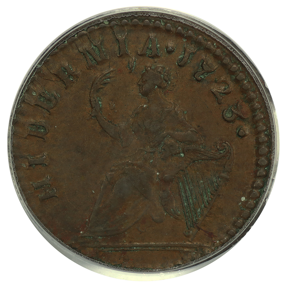 thumbnail for: 1723 Wood's Hibernia, DEI.GRATIA Far PCGS AU55 BN