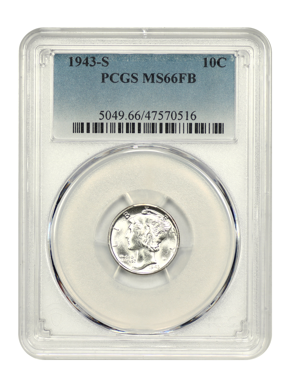 1943年　D アメリカ　10セント　PCGS MS66FB 1943年 D アメリカ 10セント PCGS MS66FB 1943-D 10C, FB