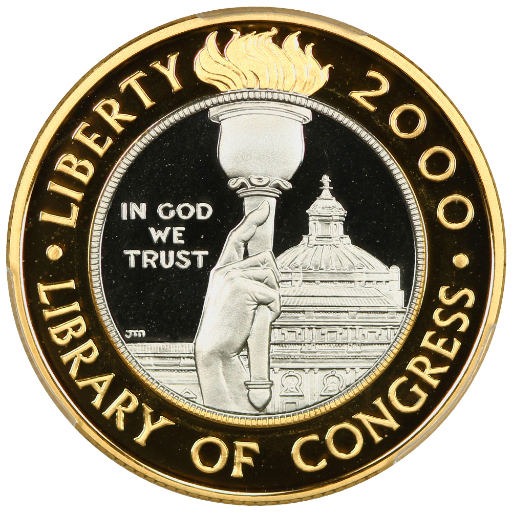 image for: 2000-W Library of Congress, Bimetallic $10  PCGS PR70 DCAM