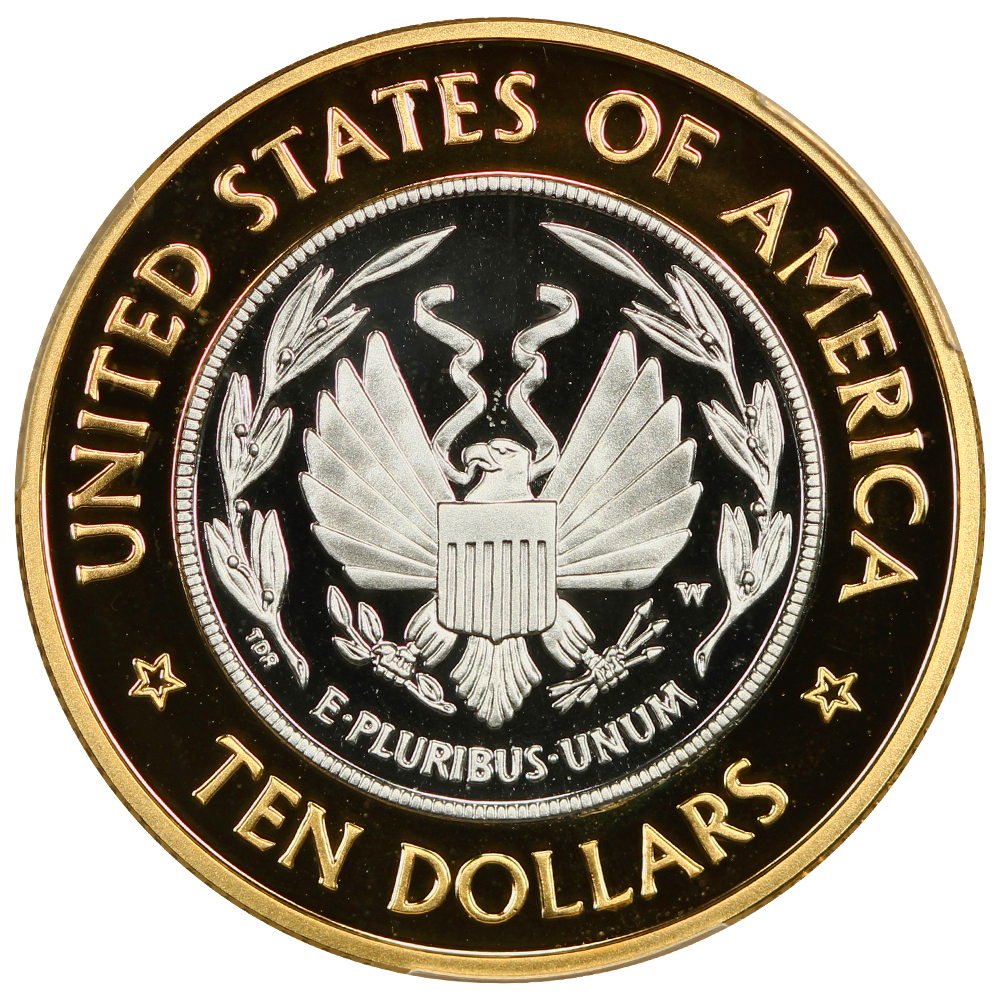 image for: 2000-W Library of Congress, Bimetallic $10  PCGS PR70 DCAM