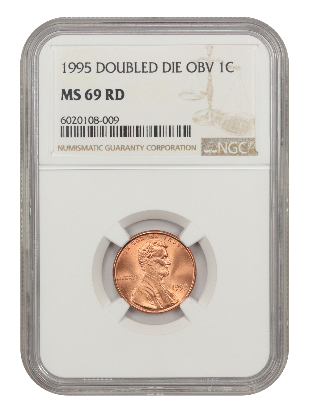 image for: 1995 Doubled Die Obverse 1c NGC MS69 RD