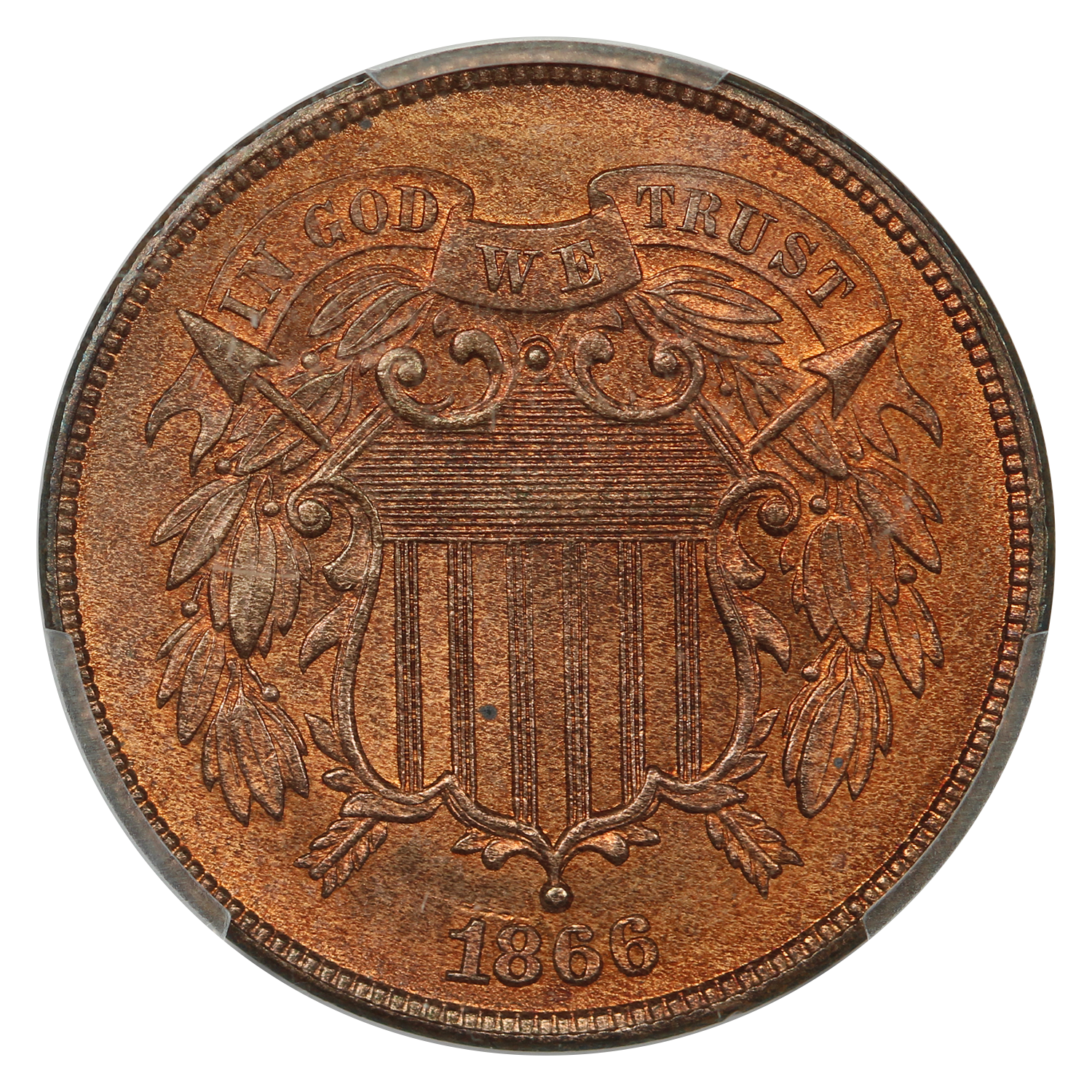 thumbnail for: 1866 2c PCGS MS66 RD