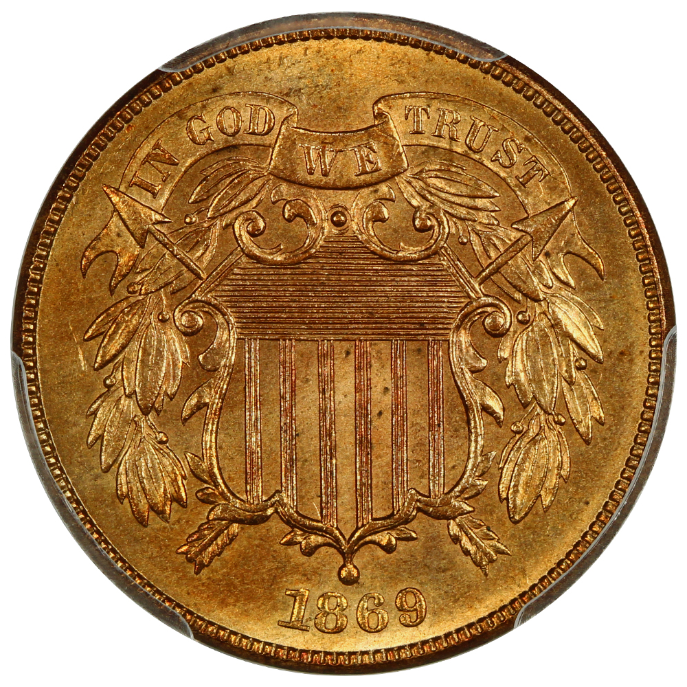 image for: 1869 2c PCGS MS66 RD